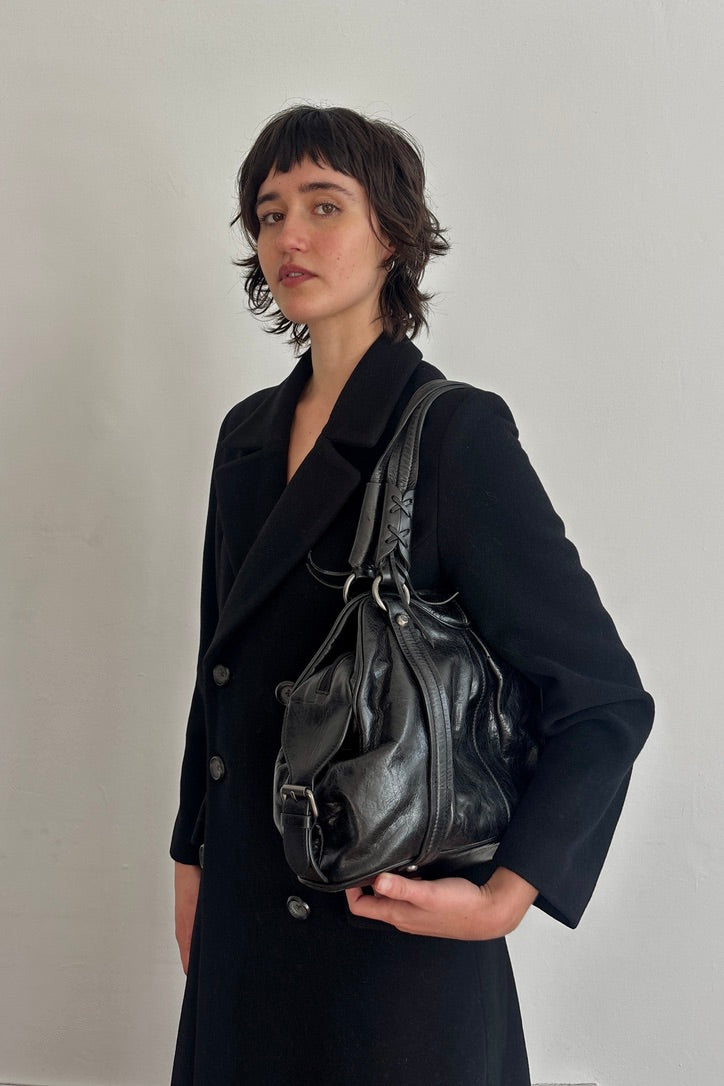2000S FRANCESCO BIASIA LEATHER SHOULDER BAG