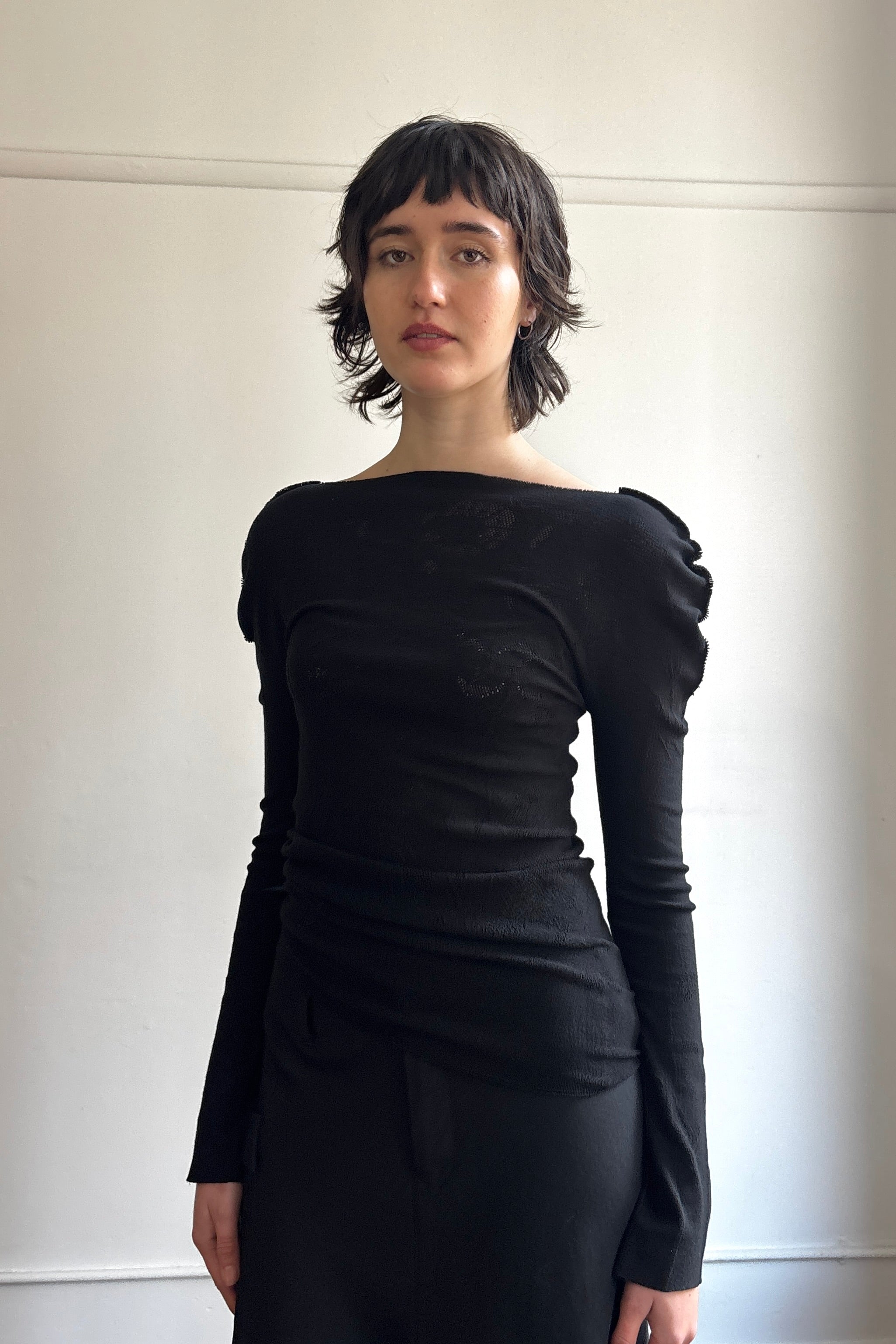 ISSEY MIYAKE A-POC LONG-SLEEVE FLORAL STRETCH TOP