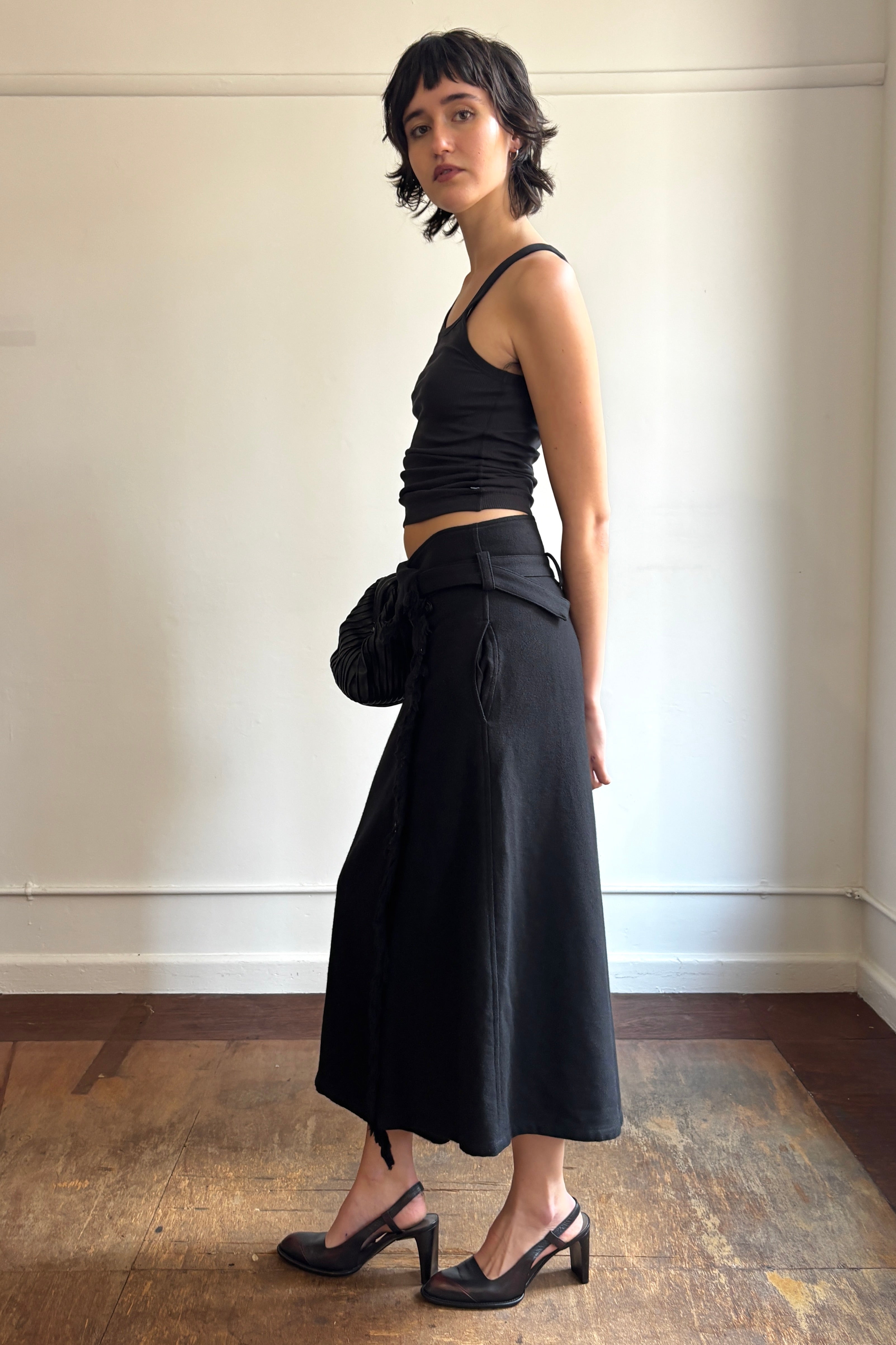YOHJI YAMAMOTO A/W 2010 ASYM WOOL MIDI SKIRT