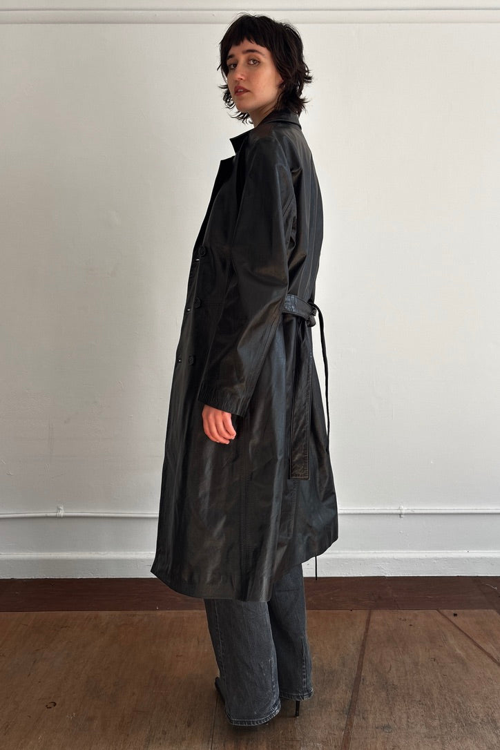 YOSHIYUKI KONISHI VINTAGE DOUBLE-BREASTED LEATHER COAT