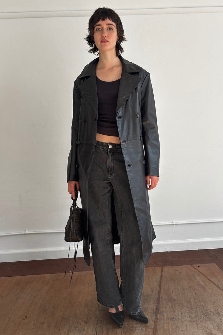 YOSHIYUKI KONISHI VINTAGE DOUBLE-BREASTED LEATHER COAT