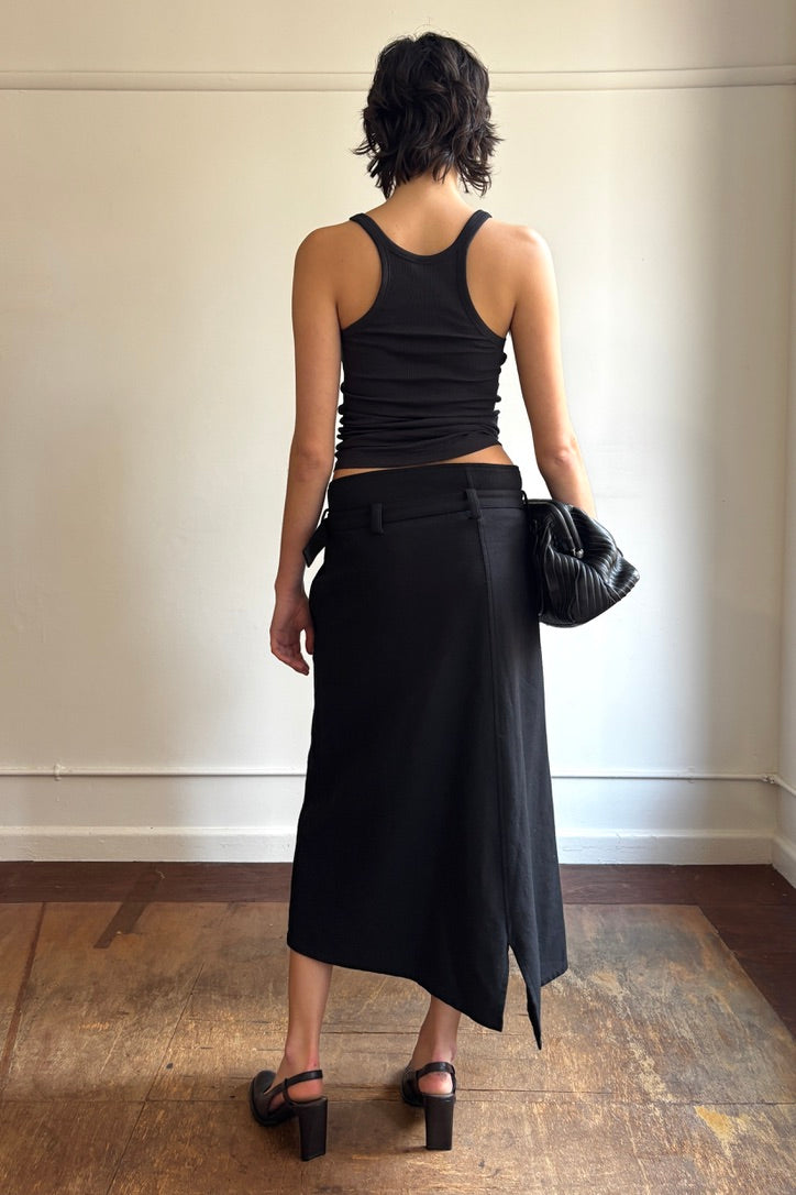YOHJI YAMAMOTO A/W 2010 ASYM WOOL MIDI SKIRT