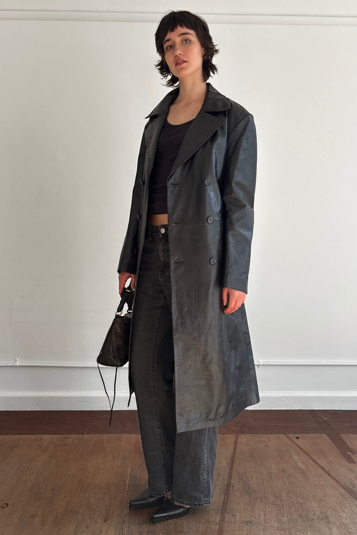 YOSHIYUKI KONISHI VINTAGE DOUBLE-BREASTED LEATHER COAT