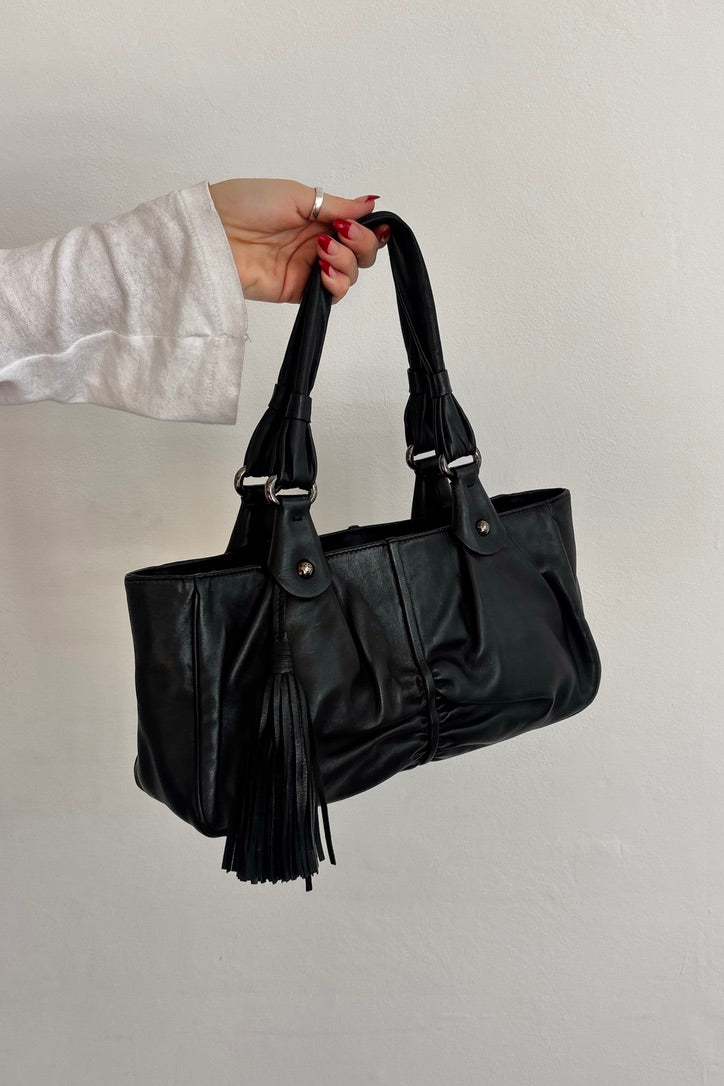 GIORGIO ARMANI LEATHER TASSEL HANDBAG