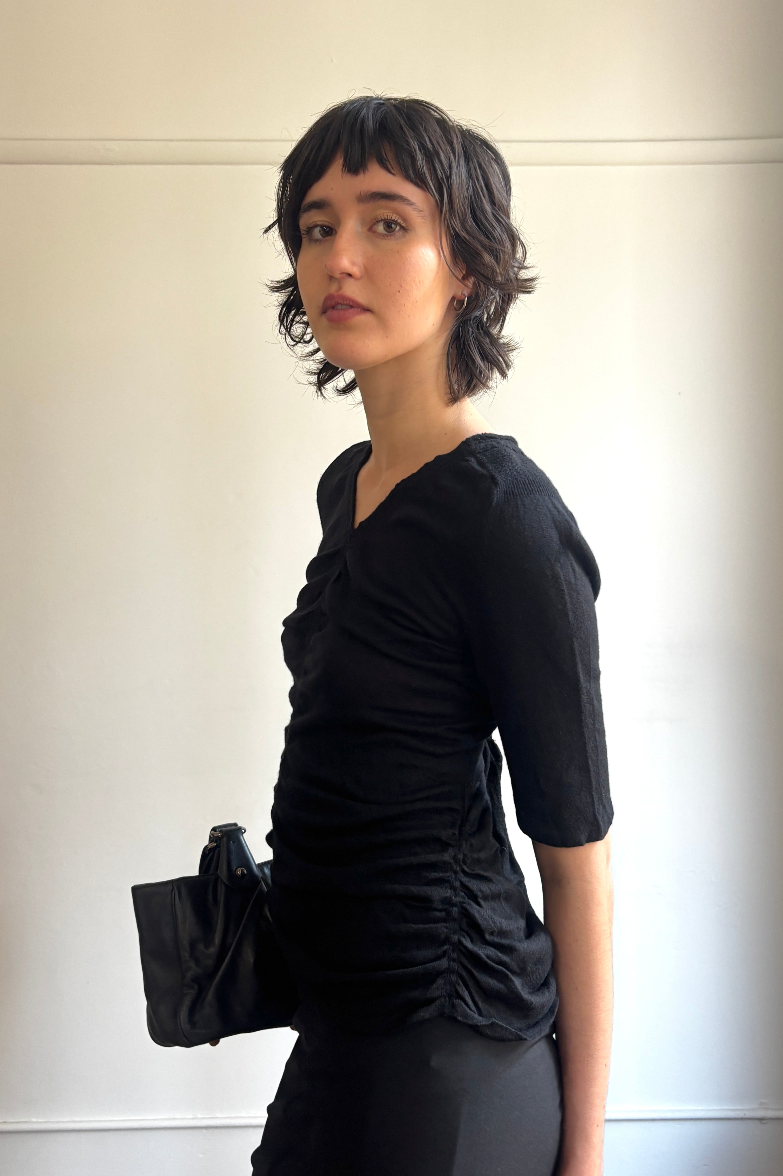 ISSEY MIYAKE HAAT RUCHED KNIT TOP