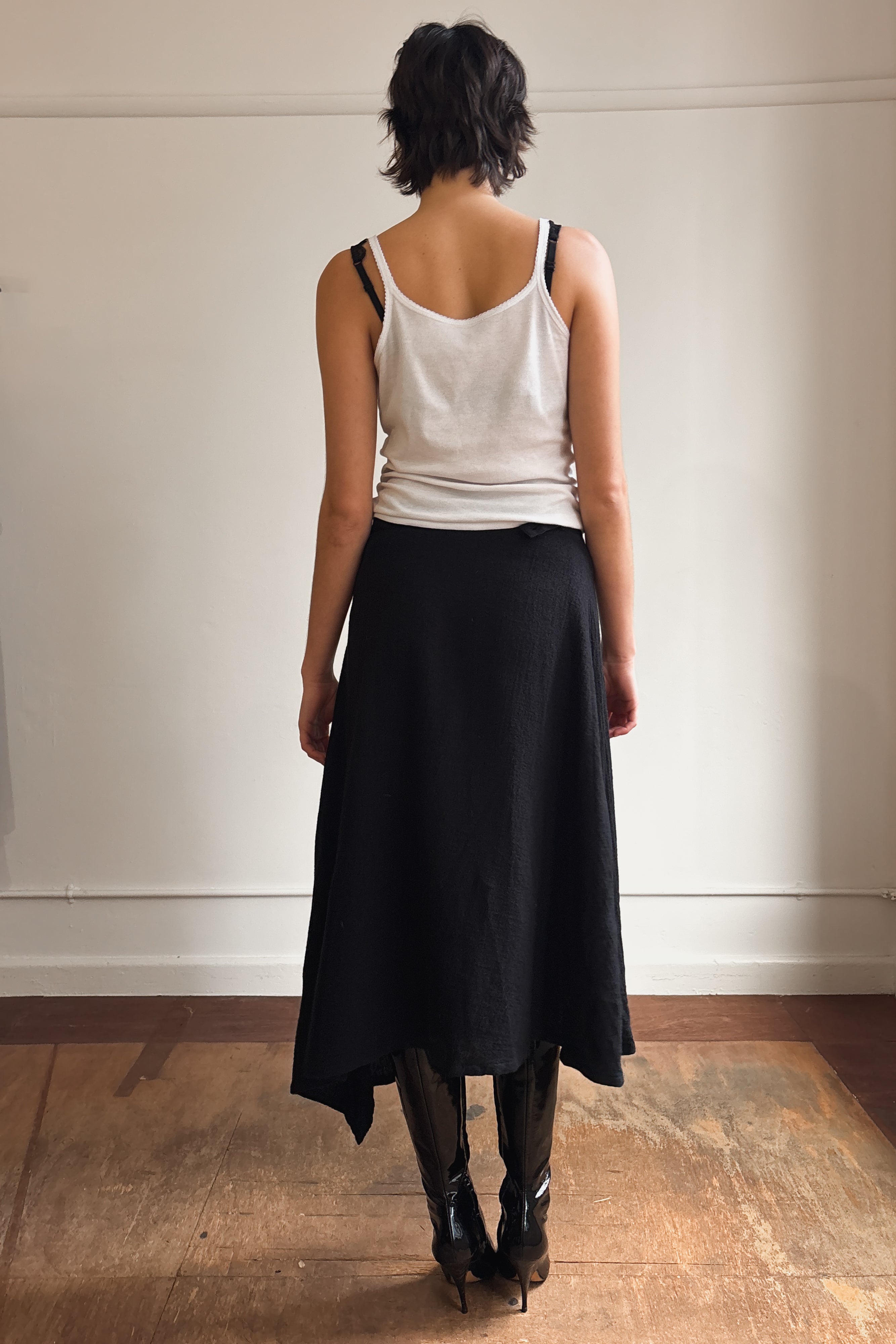 YOHJI YAMAMOTO ASYMMETRICAL WOOL LONG SKIRT