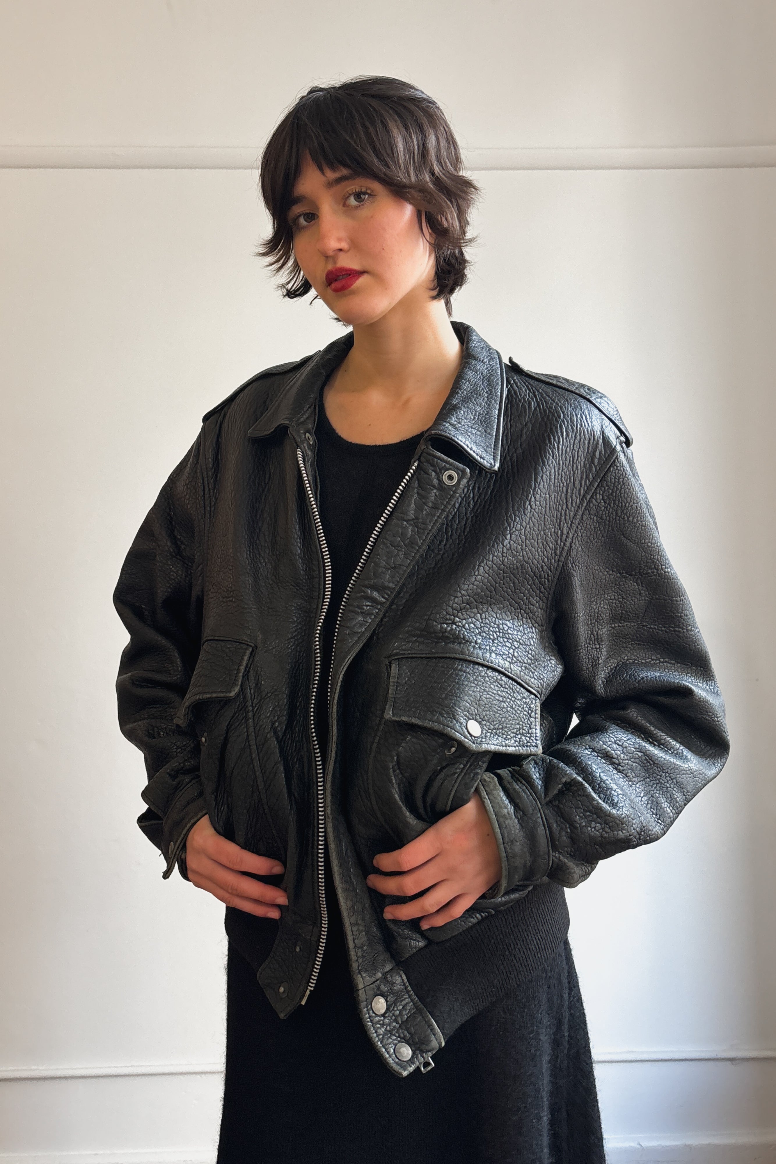 VINTAGE LEATHER BOMBER JACKET