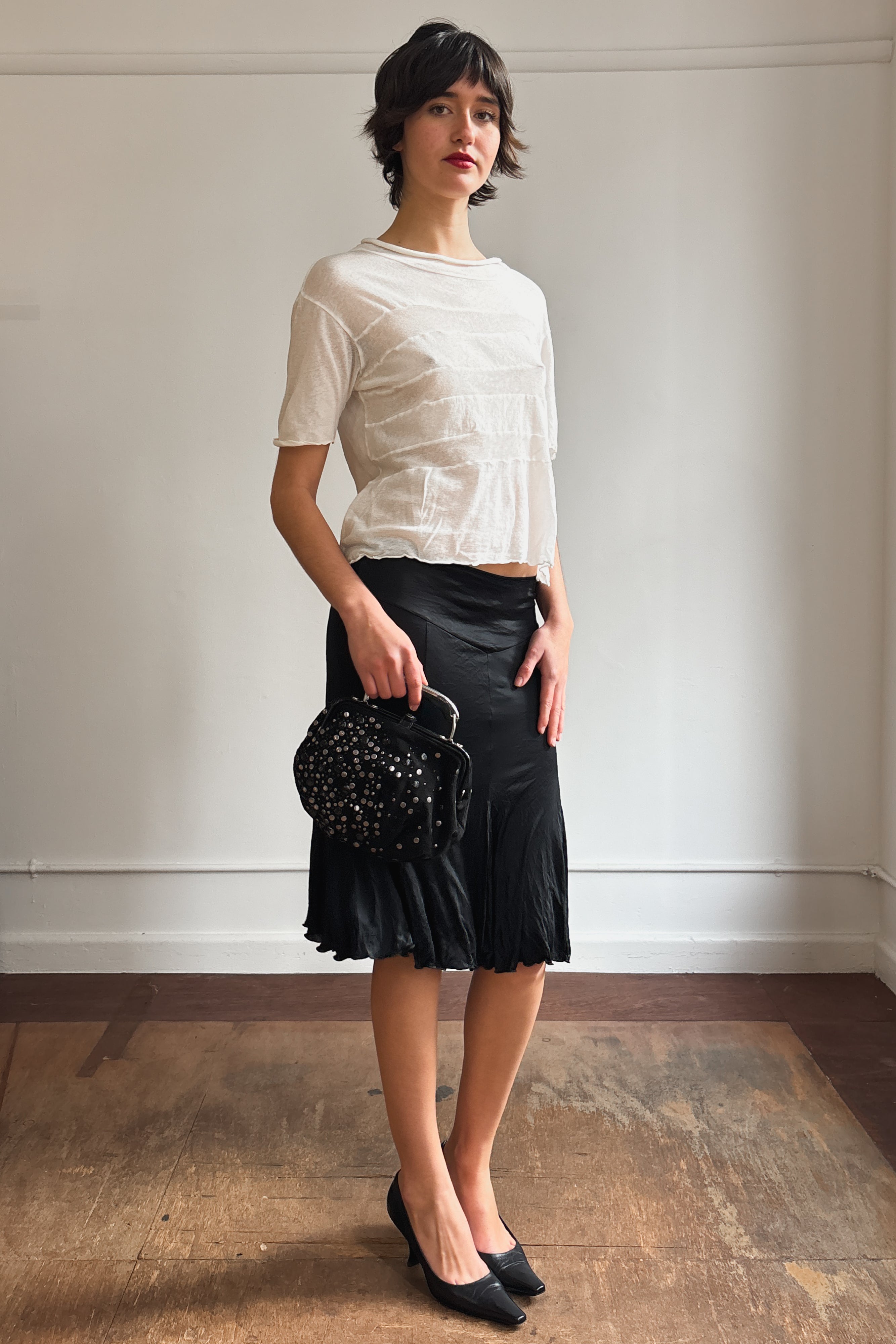 YOHJI YAMAMOTO PANELLED SHEER JERSEY TOP
