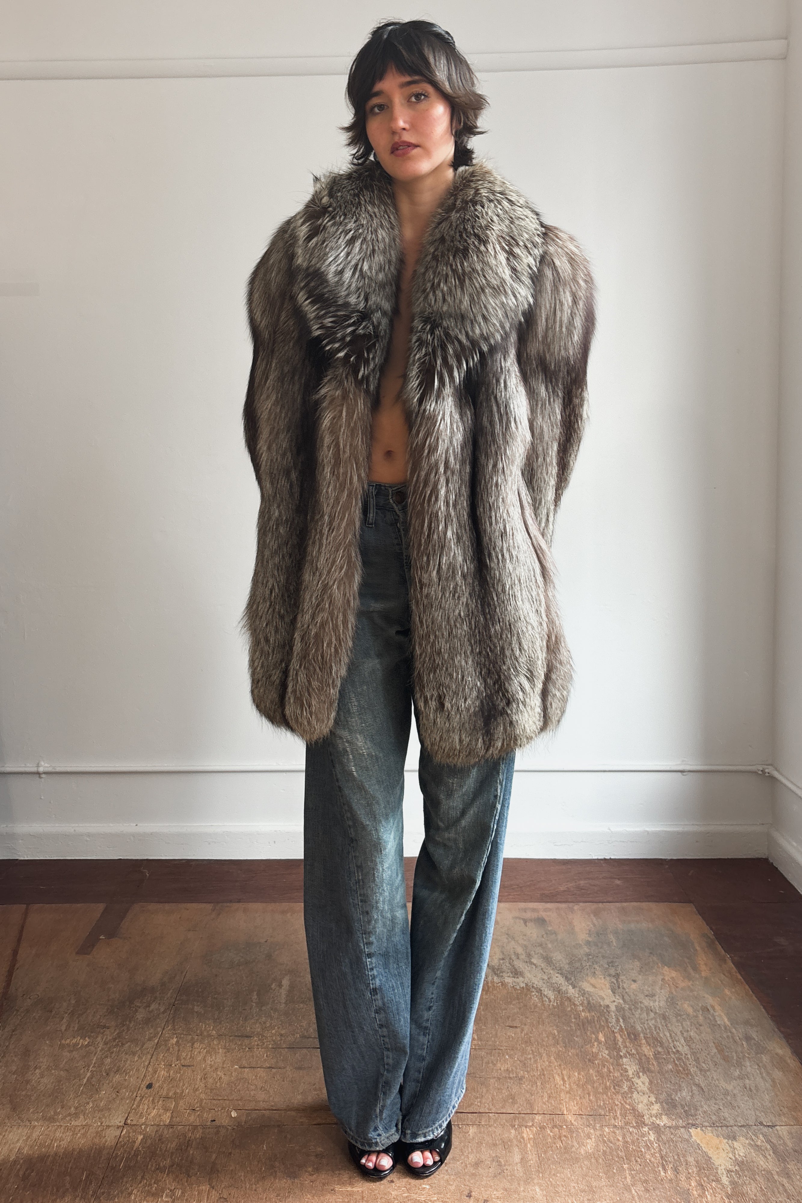 SILVER FOX FUR COAT