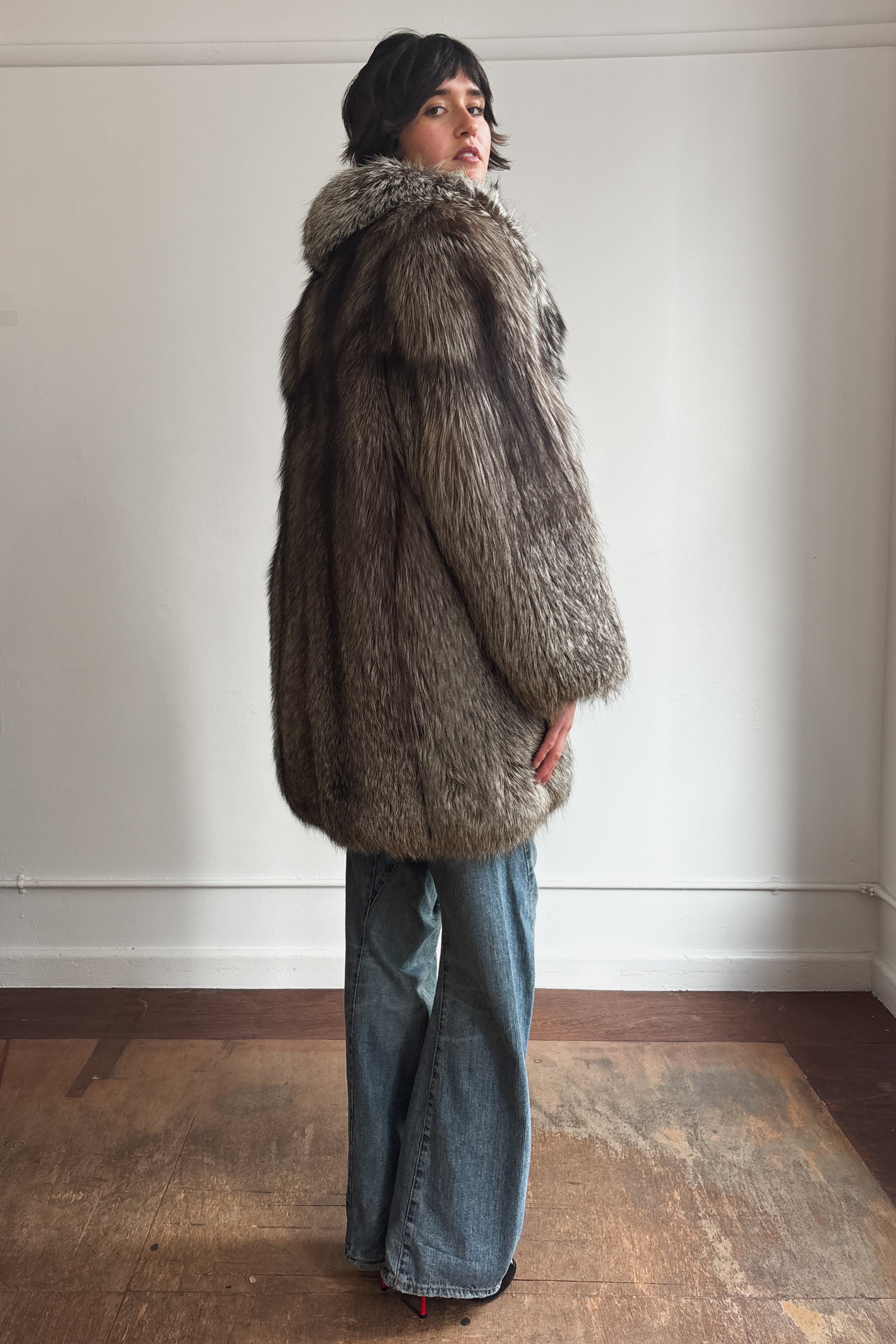 SILVER FOX FUR COAT