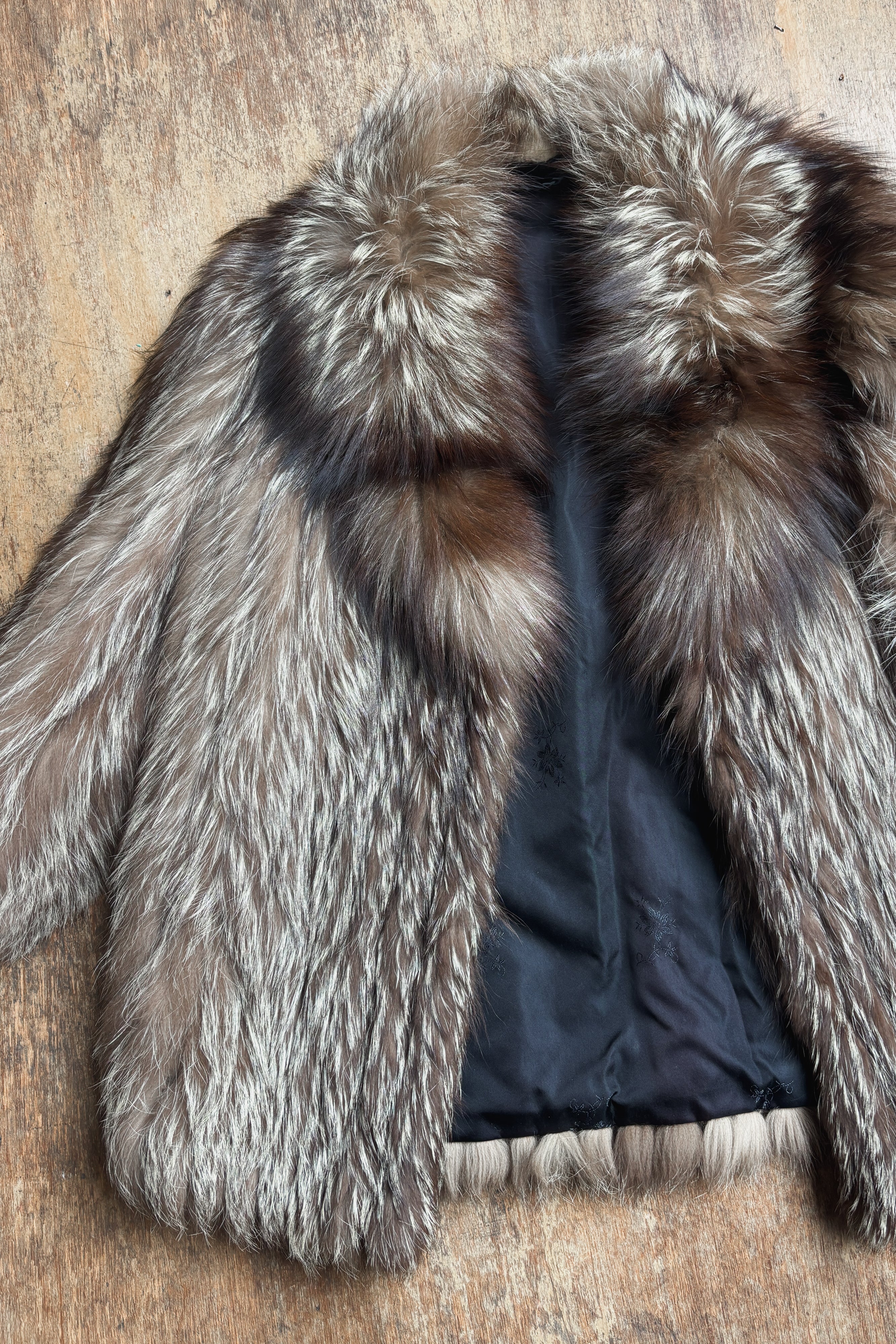 SILVER FOX FUR HIP LENGTH COAT