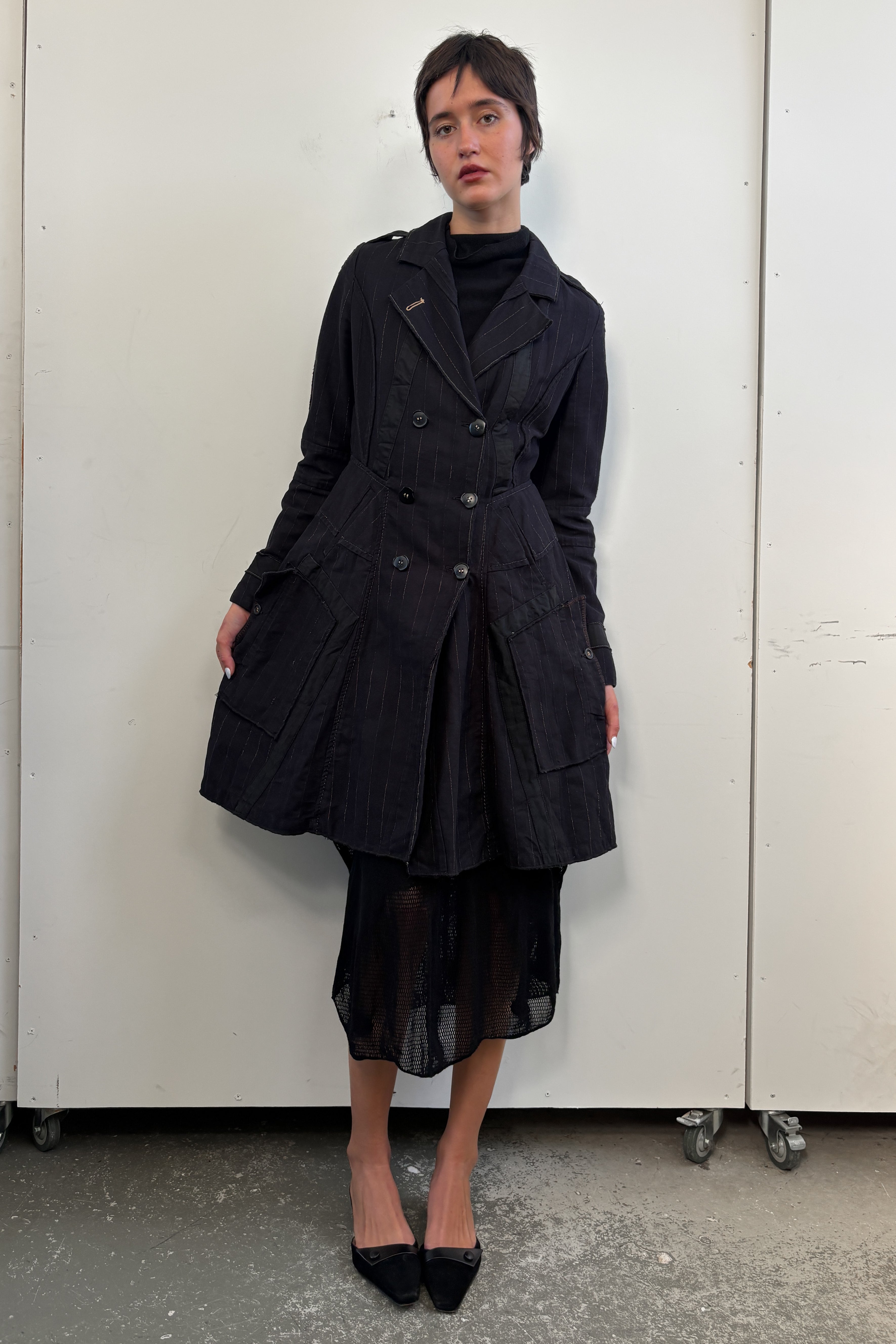 MARITHE FRANCOIS GIRBAUD PINSTRIPE COAT