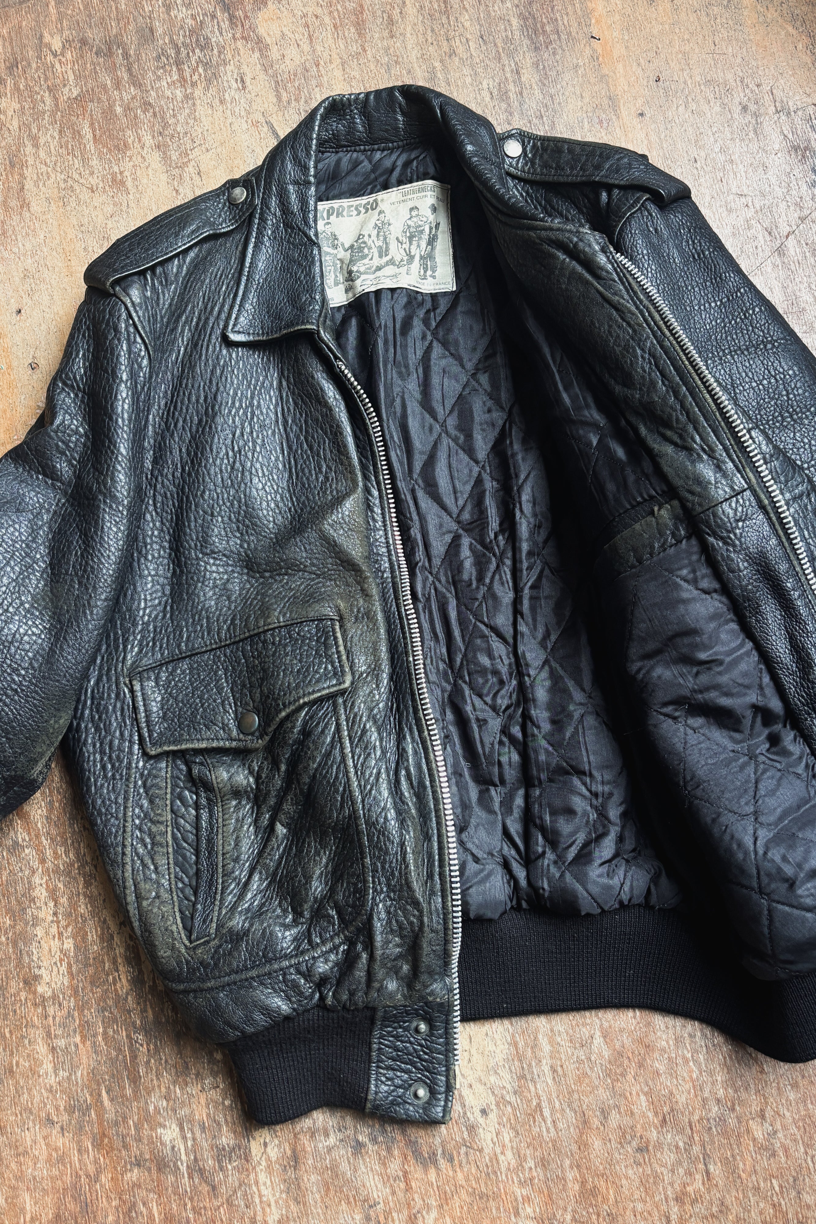 VINTAGE LEATHER BOMBER JACKET