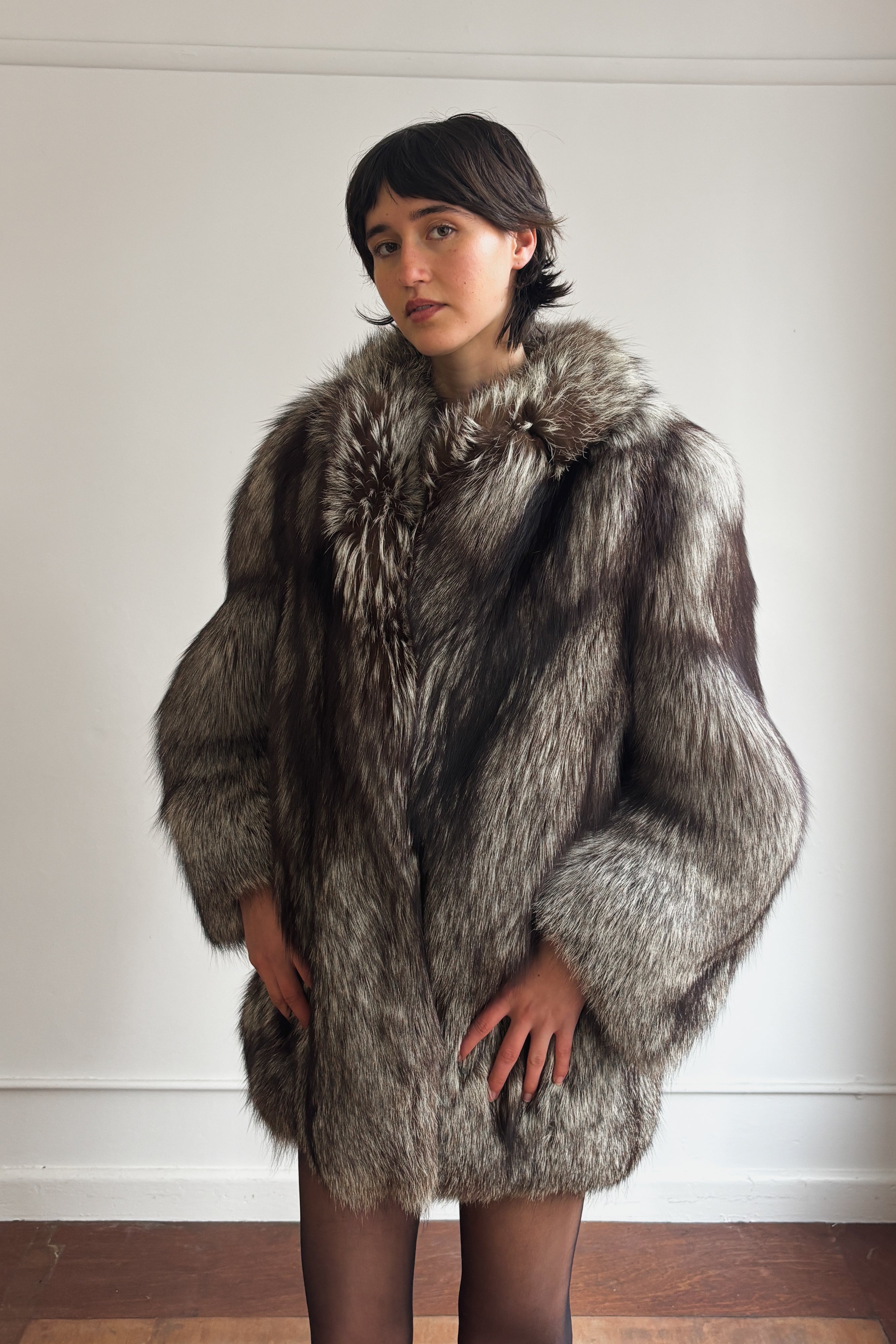 SILVER FOX FUR COAT