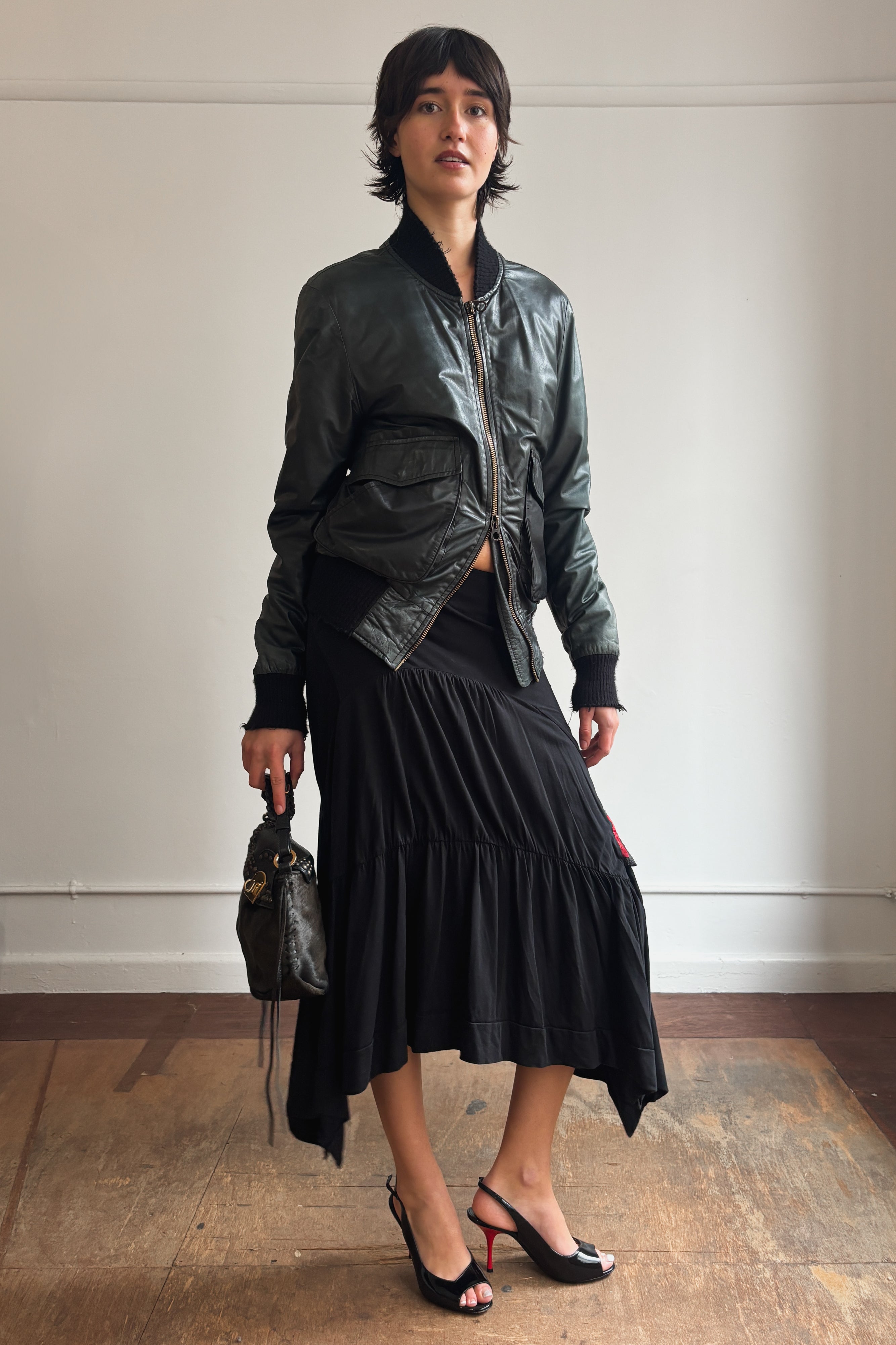 COP COPINE ASYMMETRICAL SHIRRED MAXI SKIRT