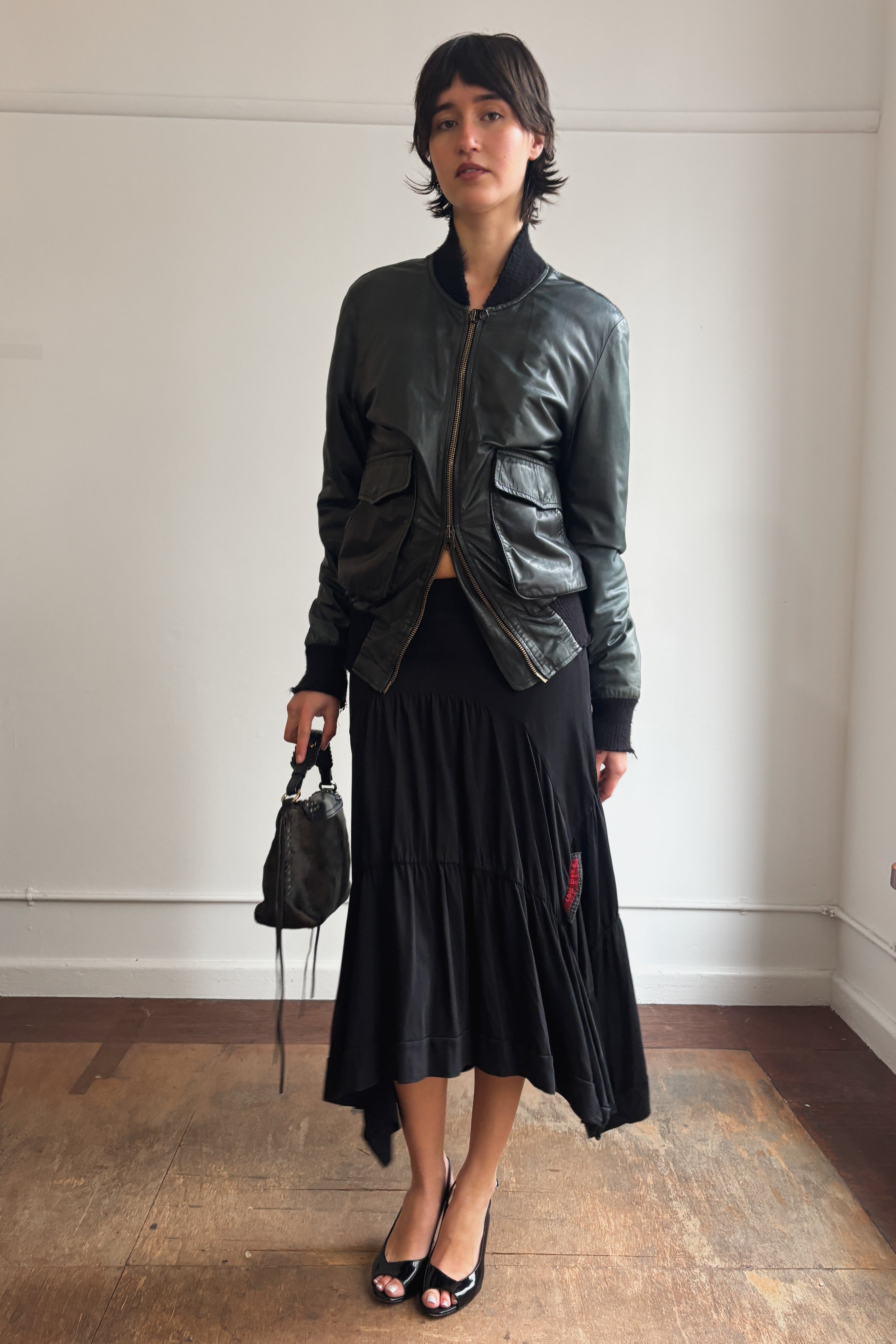 COP COPINE ASYMMETRICAL SHIRRED MAXI SKIRT