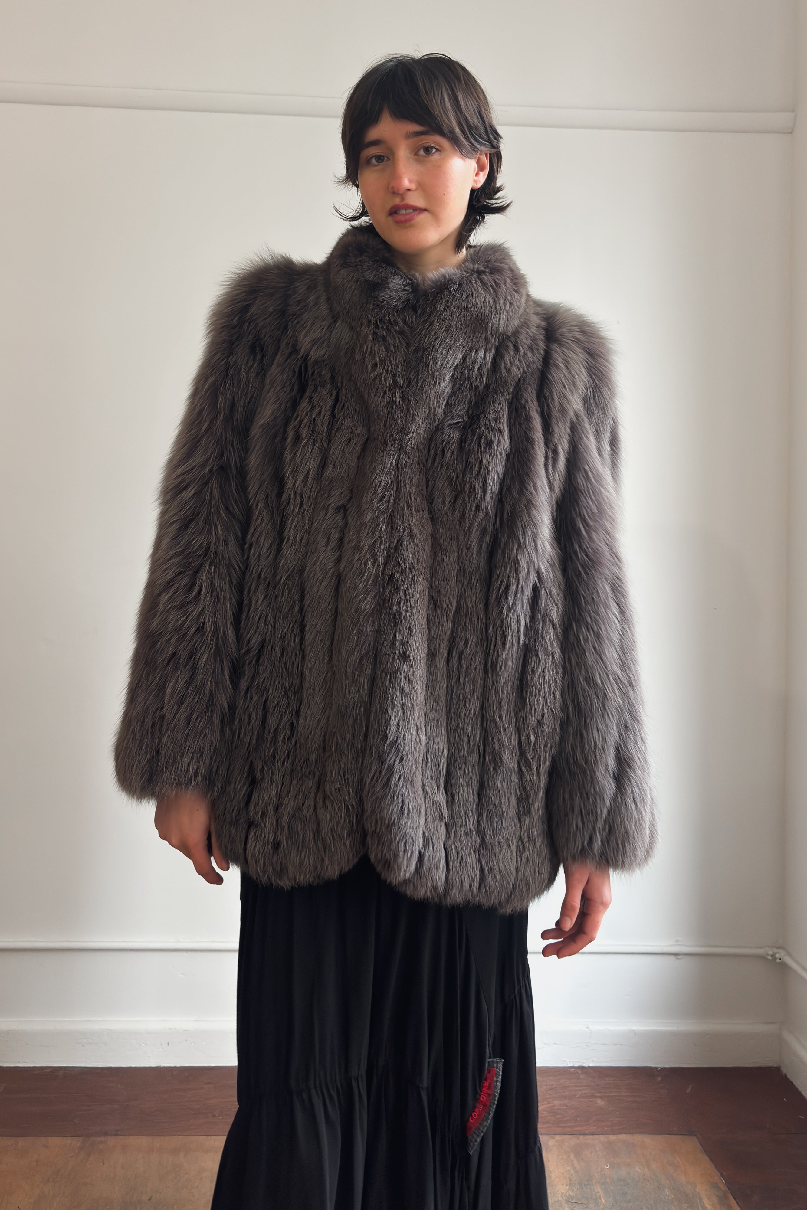 CHARCOAL GREY FOX FUR COAT