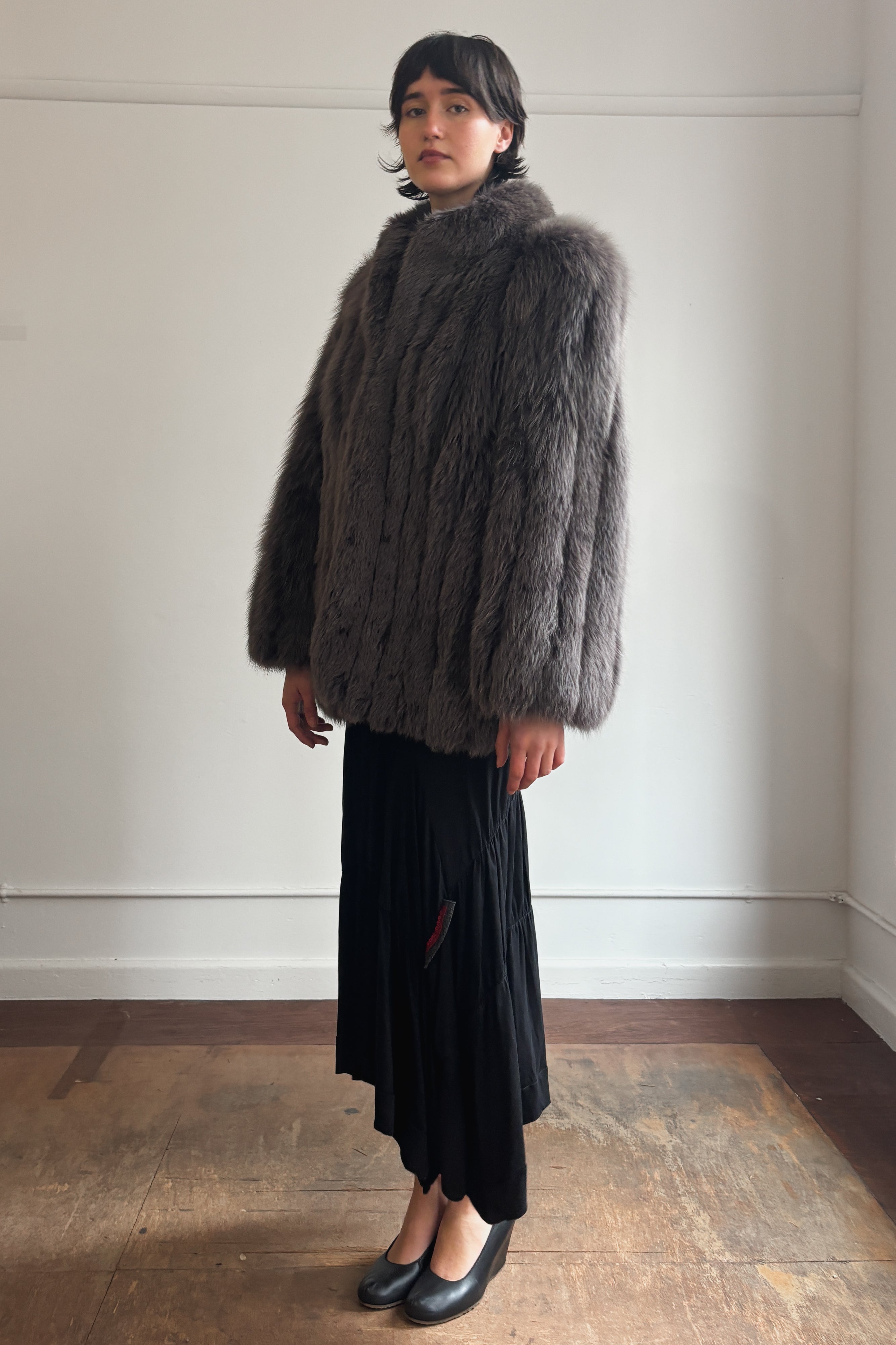 CHARCOAL GREY FOX FUR COAT