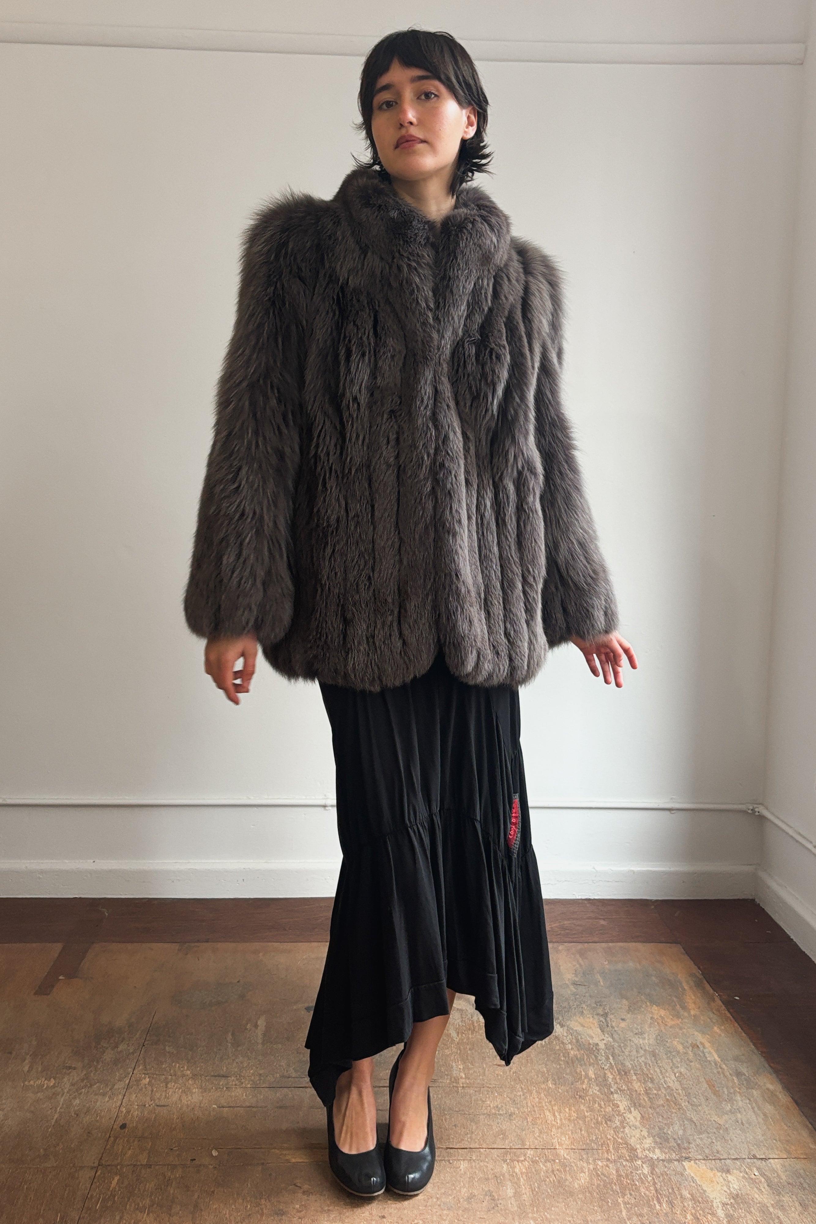 CHARCOAL GREY FOX FUR COAT