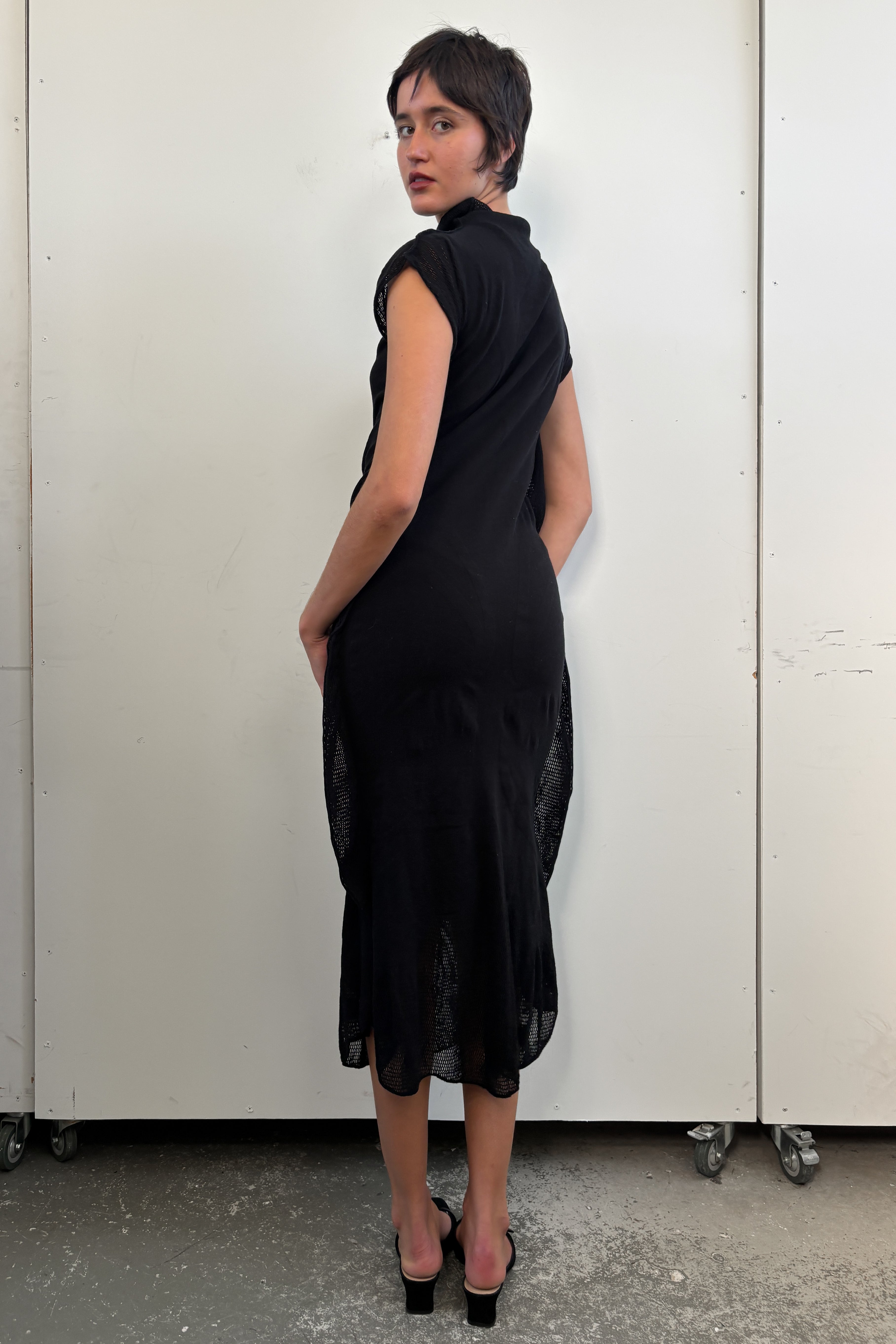 ISSEY MIYAKE FETE PANELLED MESH DRESS