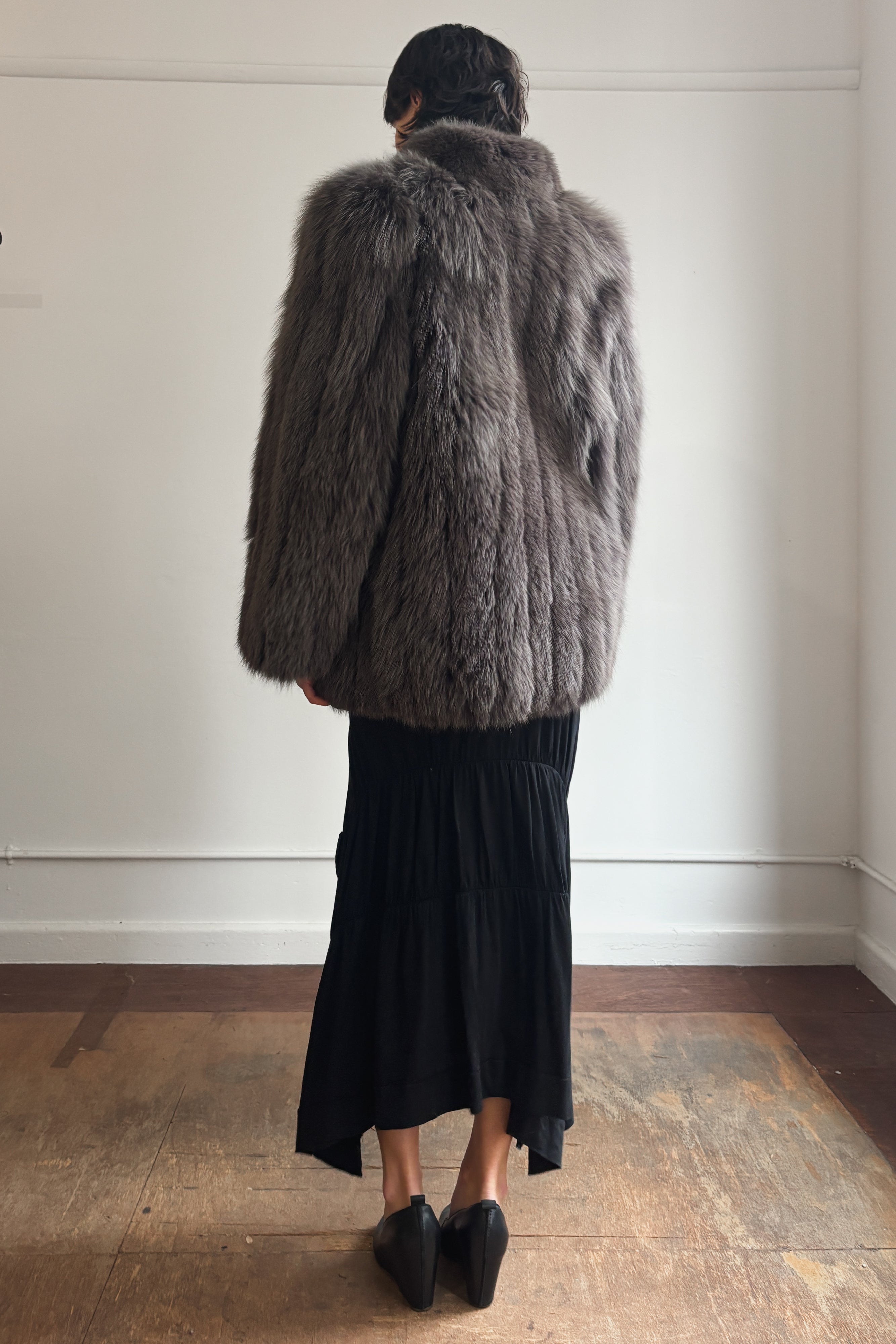 CHARCOAL GREY FOX FUR COAT