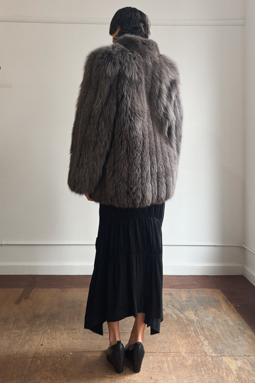 CHARCOAL GREY FOX FUR COAT