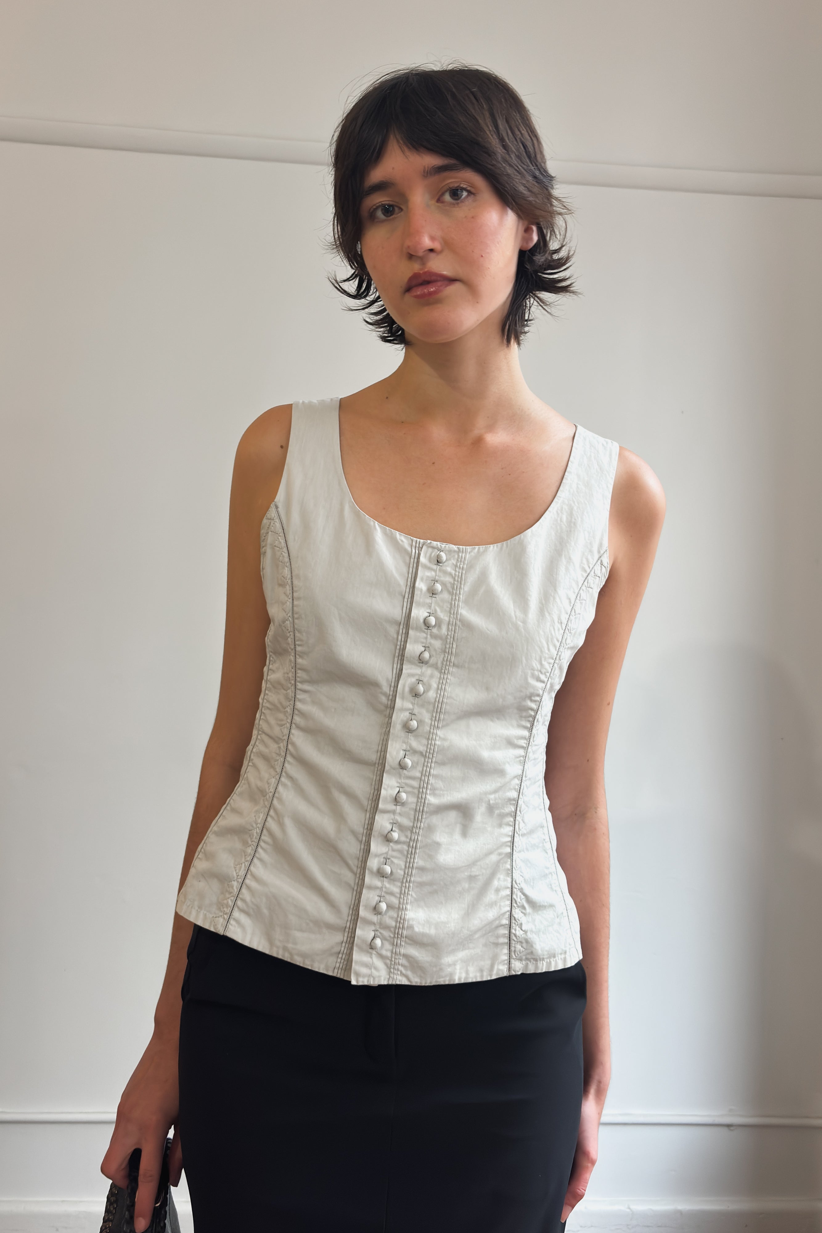 ISSEY MIYAKE HAAT EMBROIDERED STITCH TOP