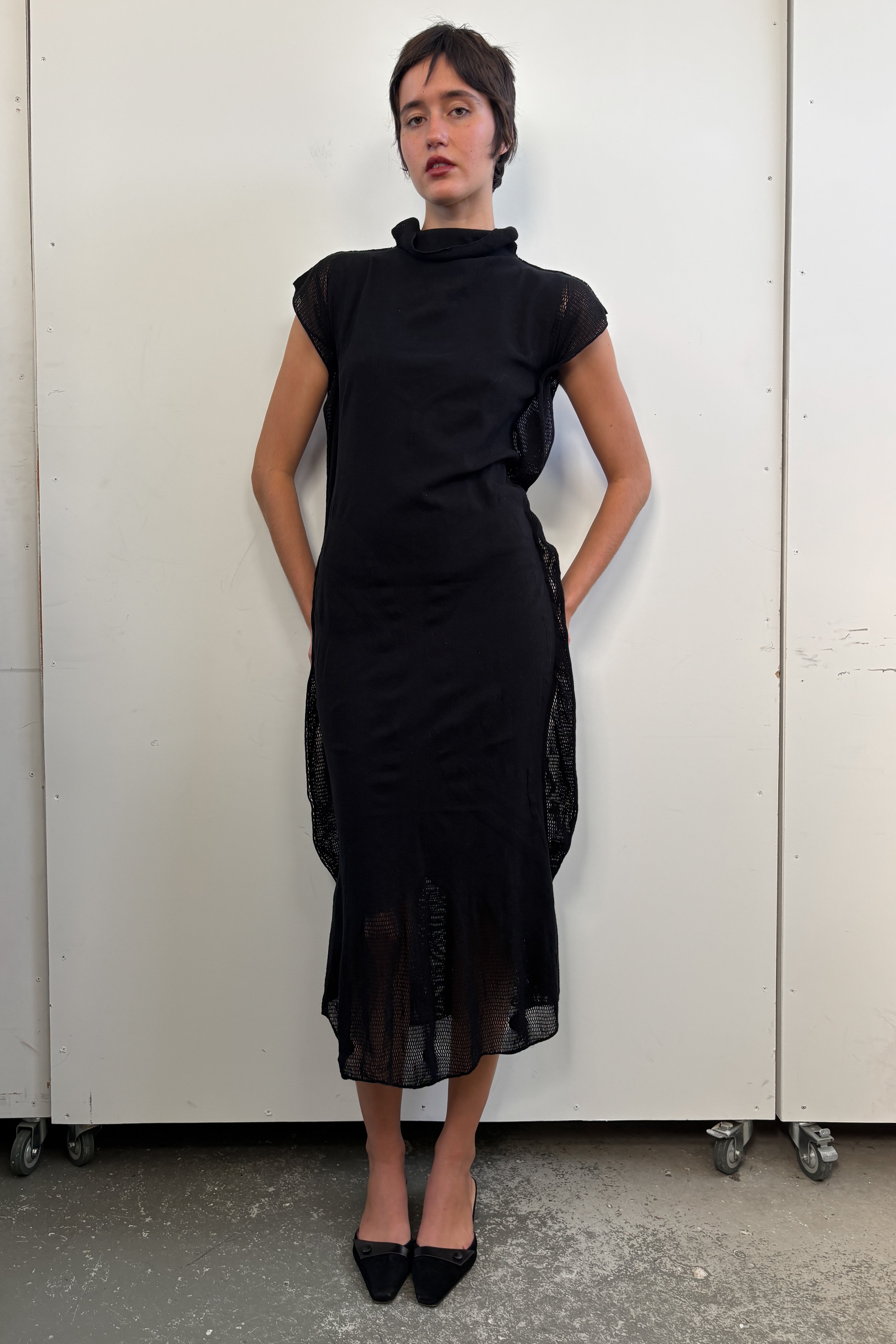 ISSEY MIYAKE FETE PANELLED MESH DRESS