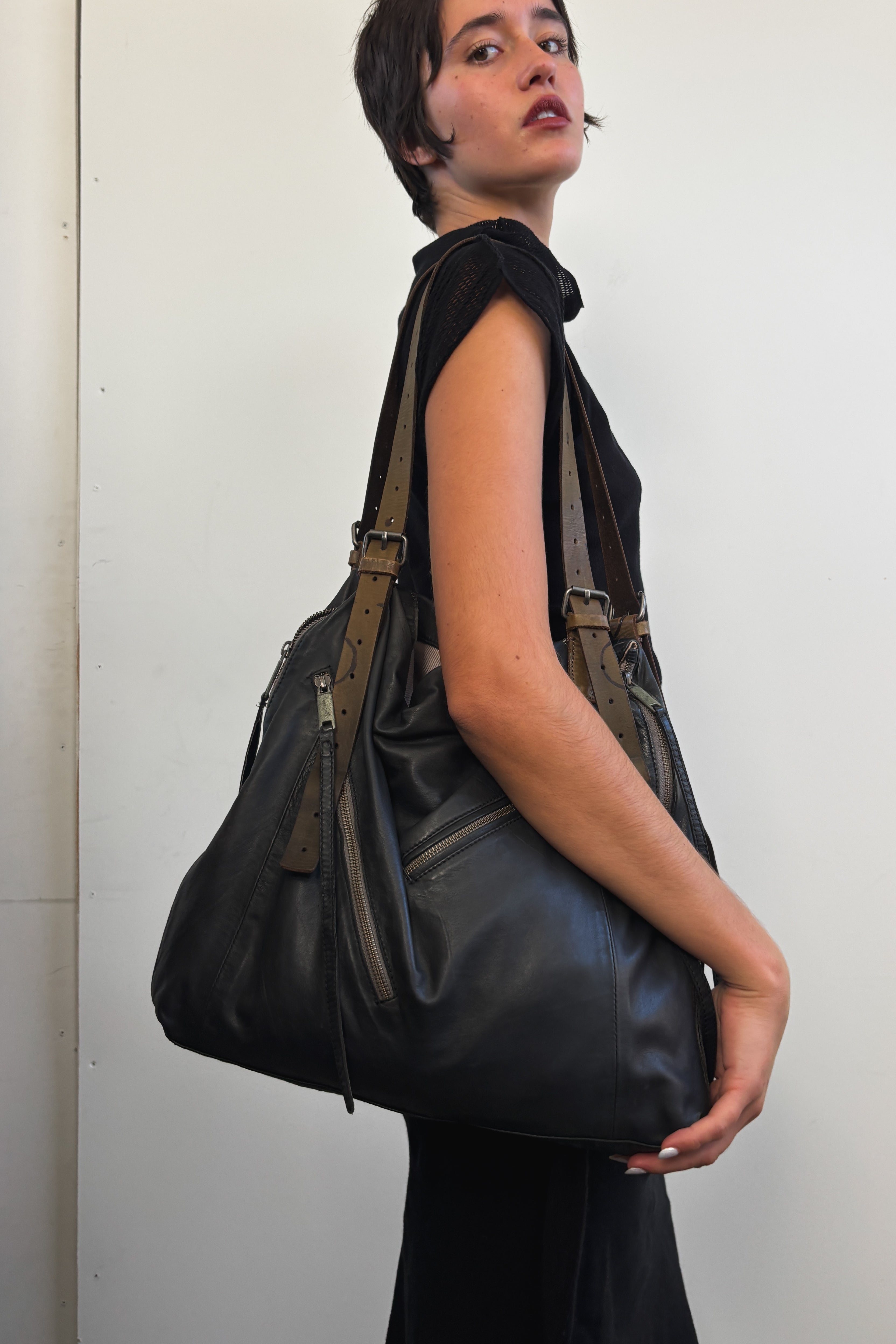 DIESEL LEATHER SHOULDER BAG