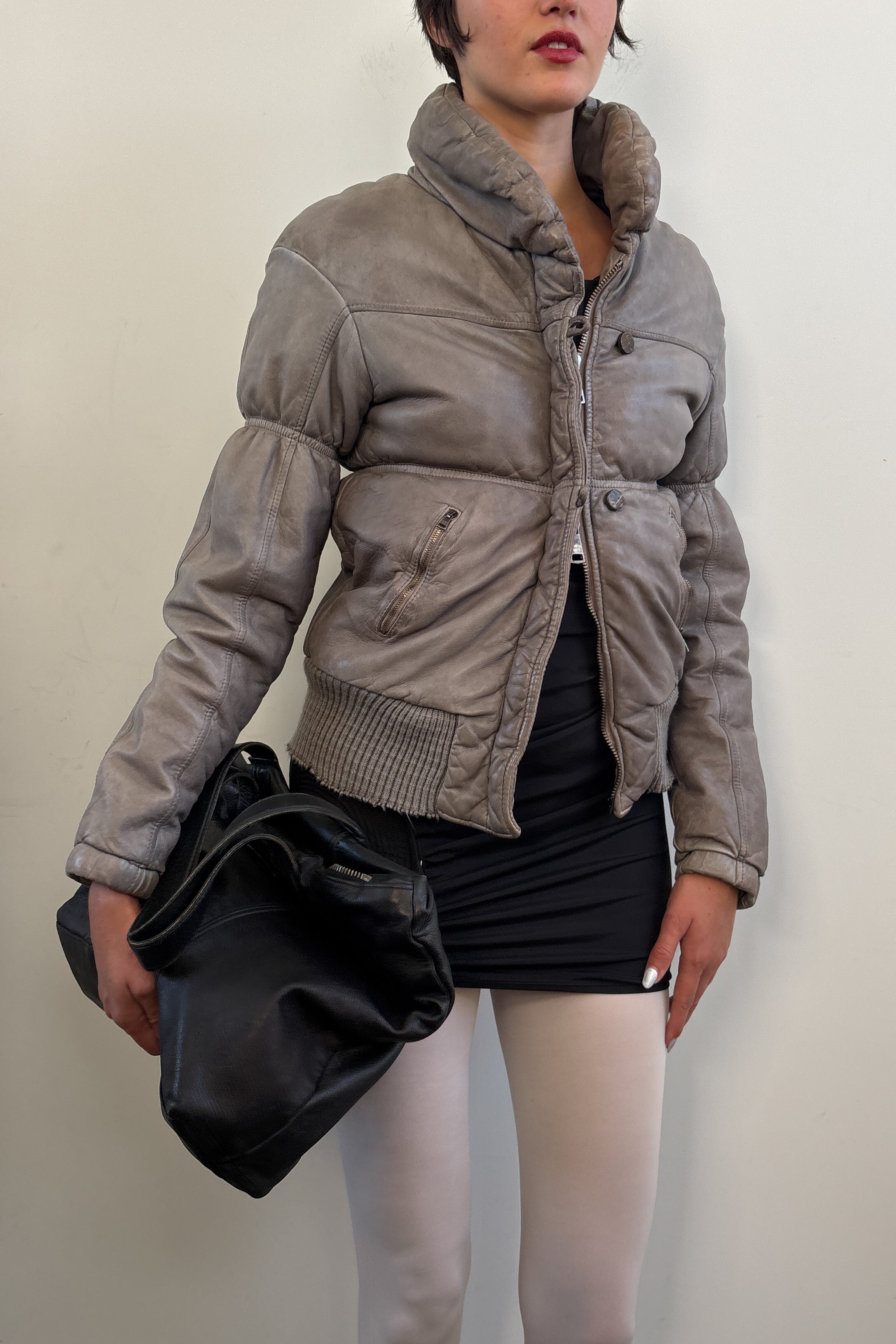 GIORGIO BRATO LEATHER PUFFER