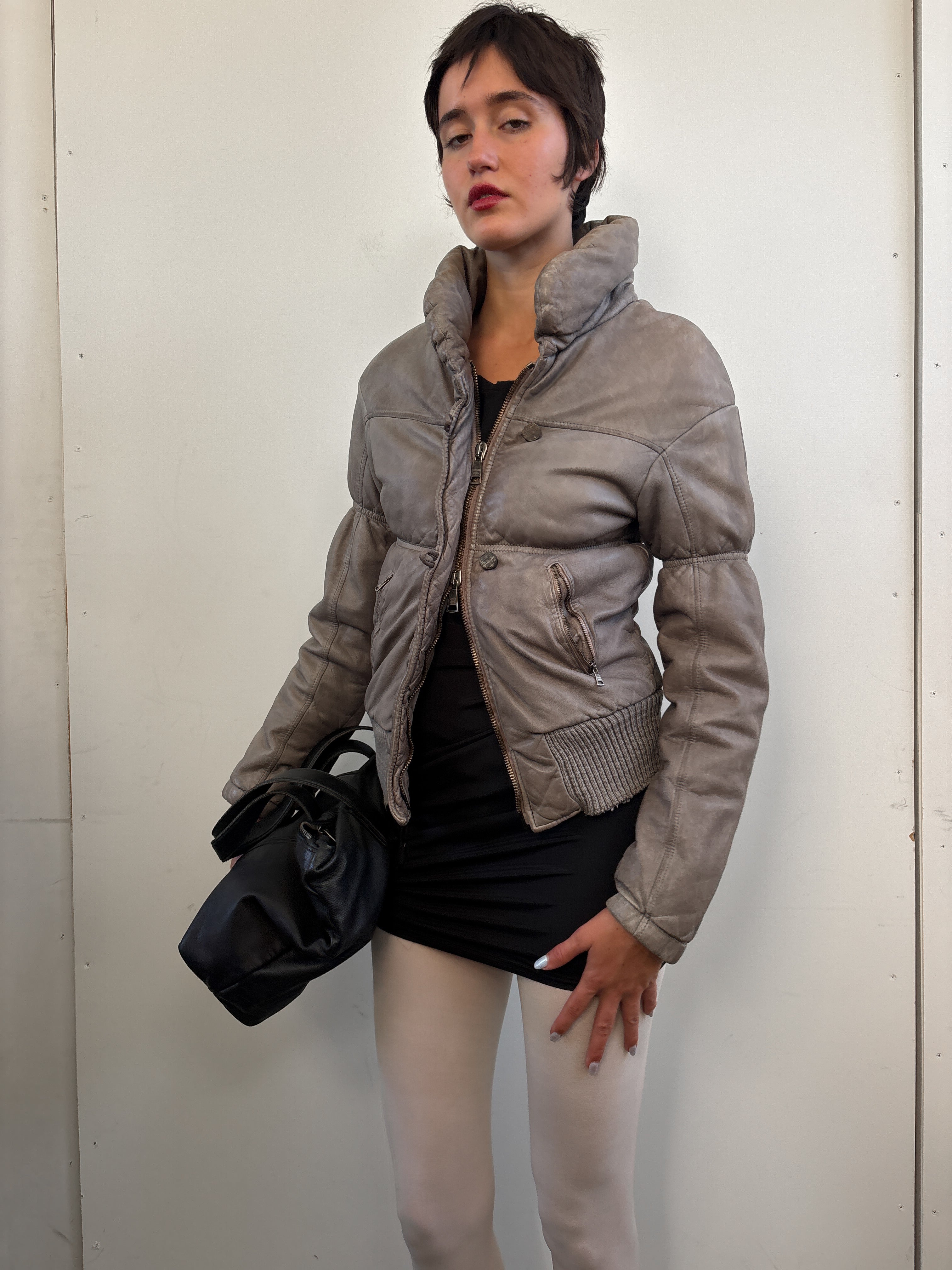 GIORGIO BRATO LEATHER PUFFER