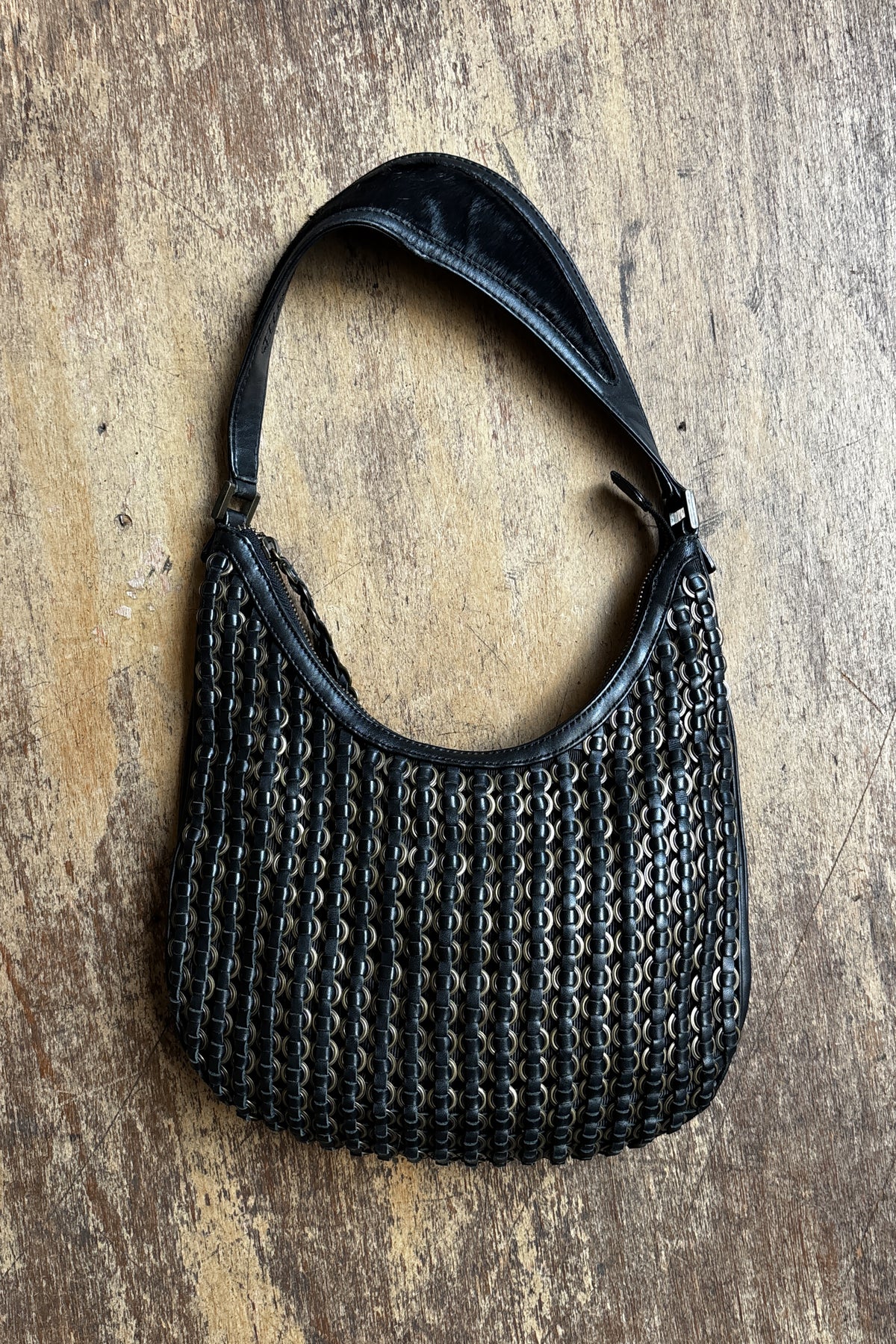 FRANCESCO BIASIA WOVEN LEATHER SHOULDER BAG