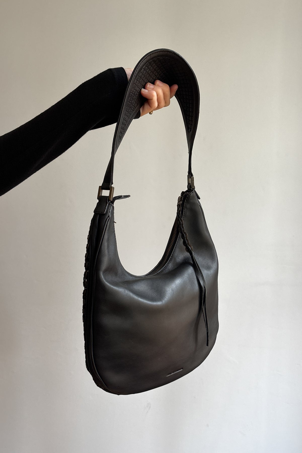 FRANCESCO BIASIA WOVEN LEATHER SHOULDER BAG