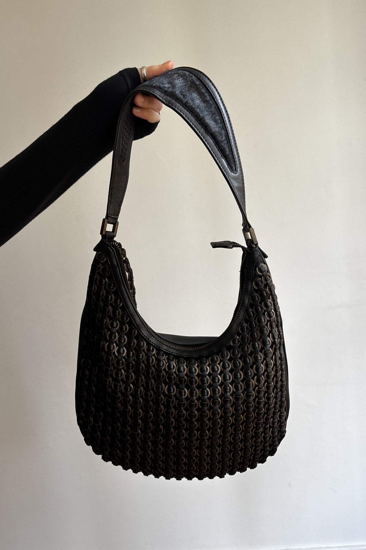 FRANCESCO BIASIA WOVEN LEATHER SHOULDER BAG