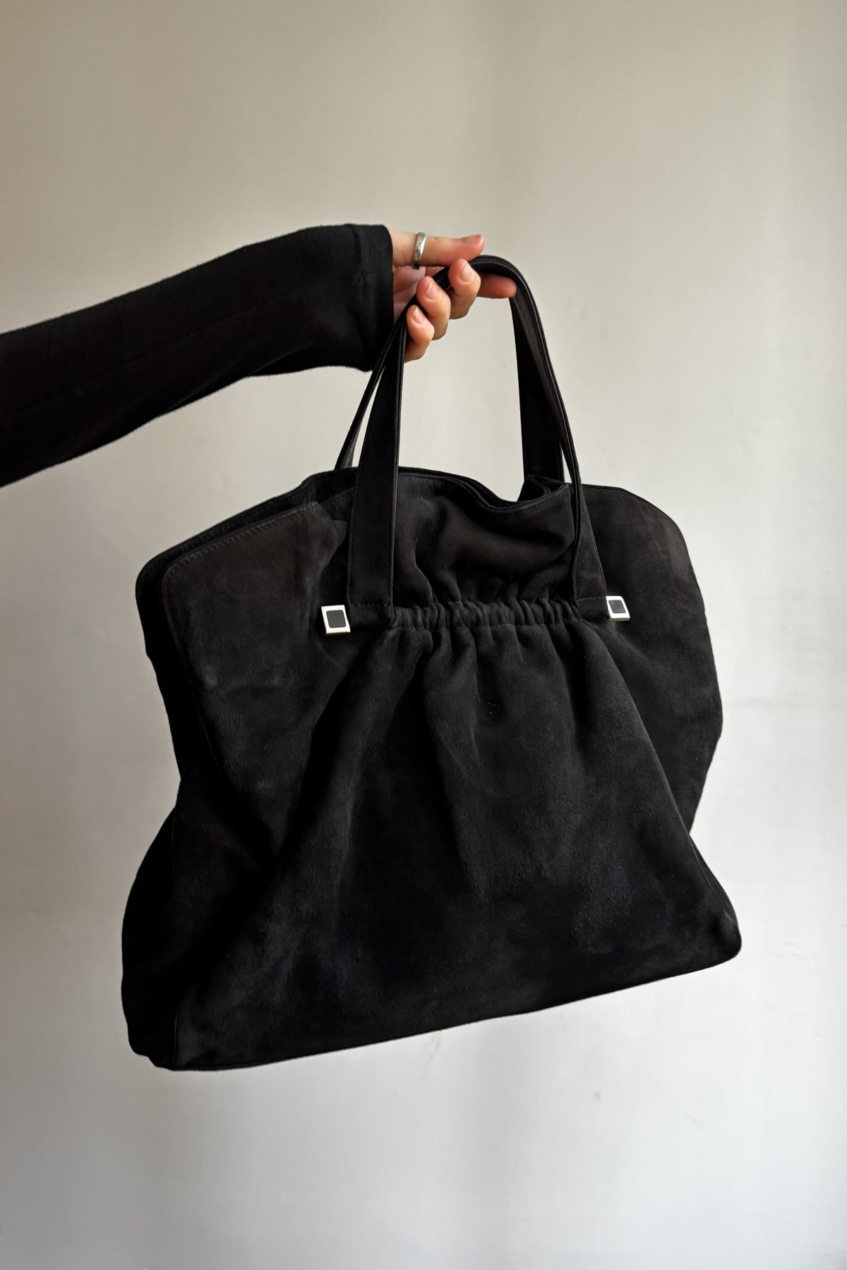 GIORGIO ARMANI GATHERED SUEDE TOTE BAG