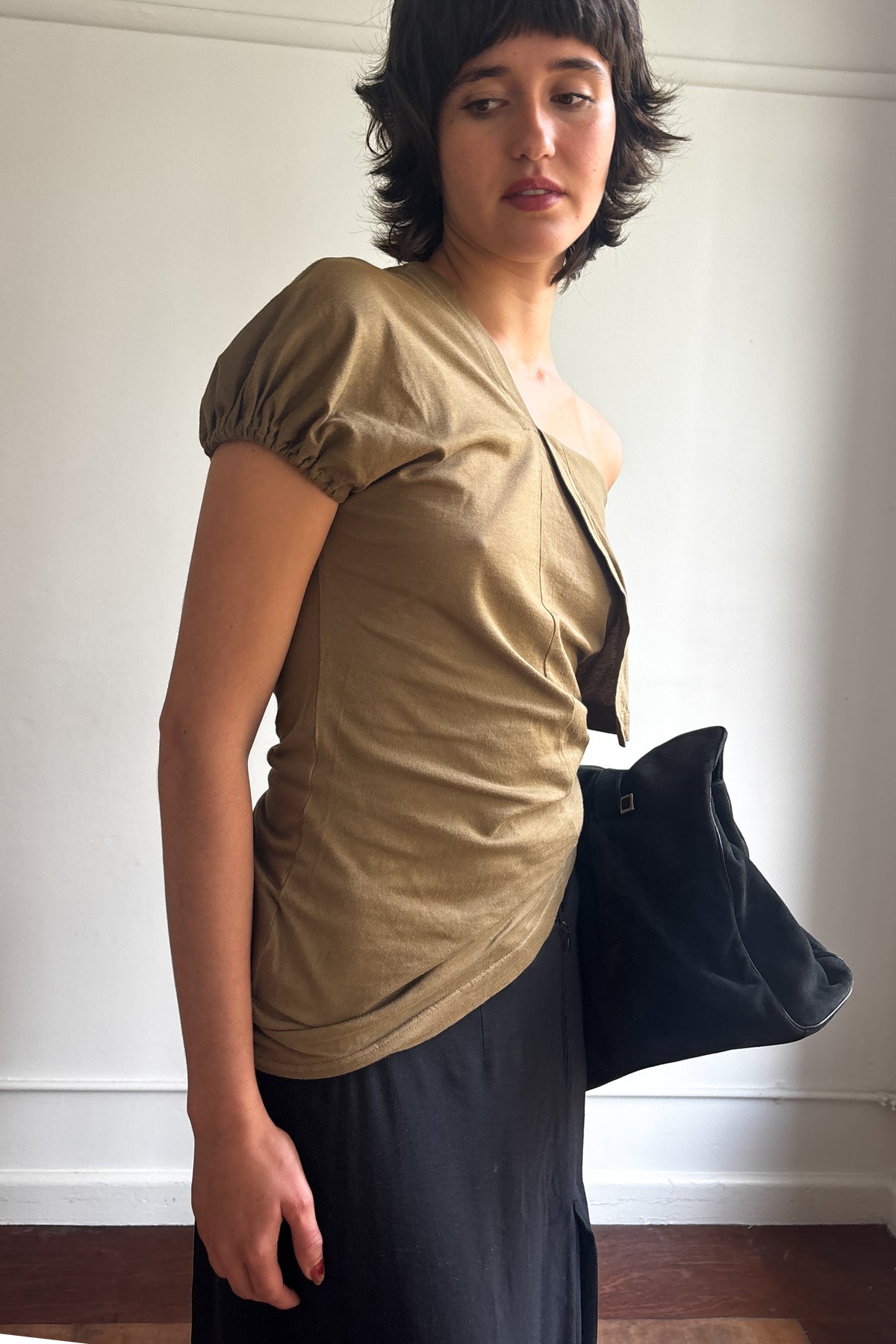 GIORGIO ARMANI GATHERED SUEDE TOTE BAG