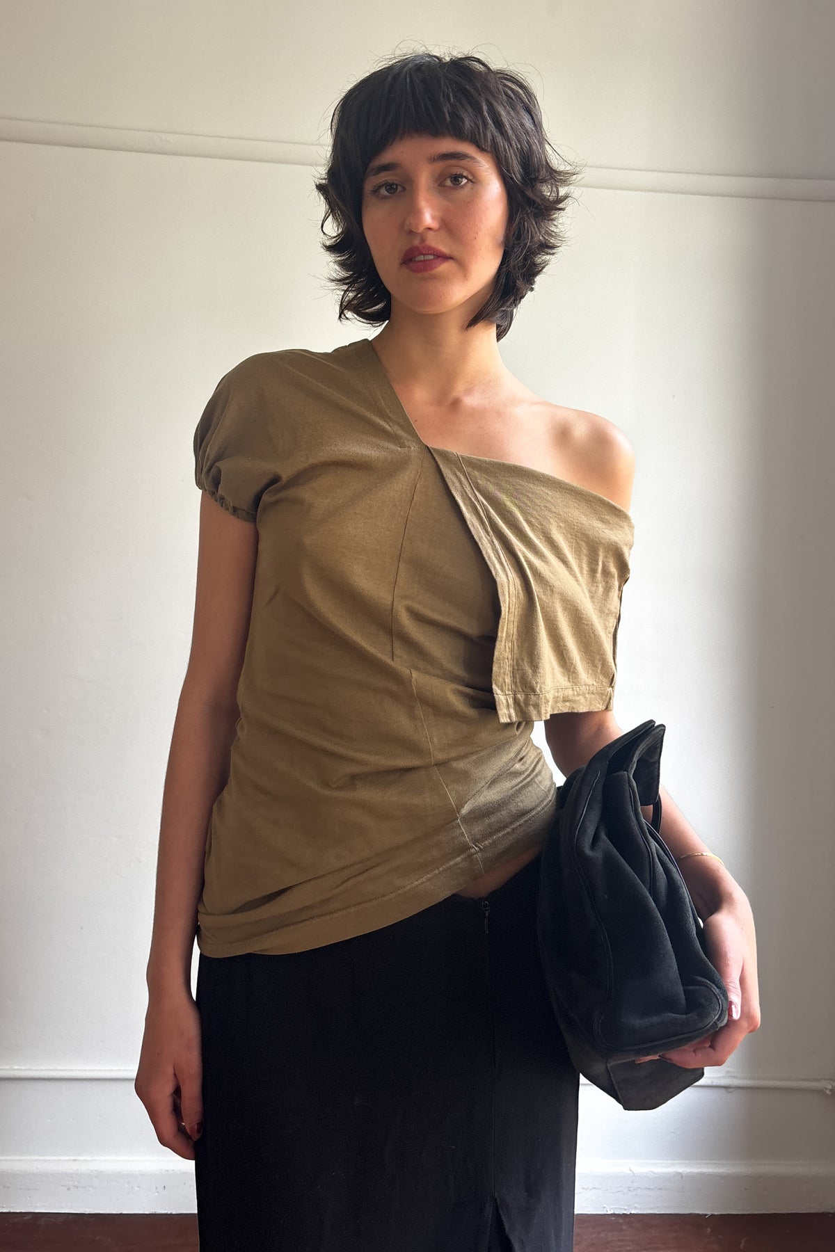 GIORGIO ARMANI GATHERED SUEDE TOTE BAG