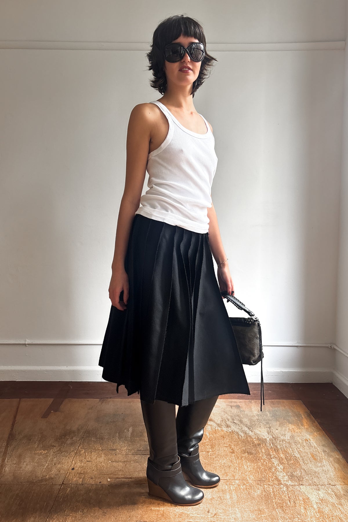 JUNYA WATANABE COMME DES GARÇONS AD2015 PLEATED WOOL SKIRT