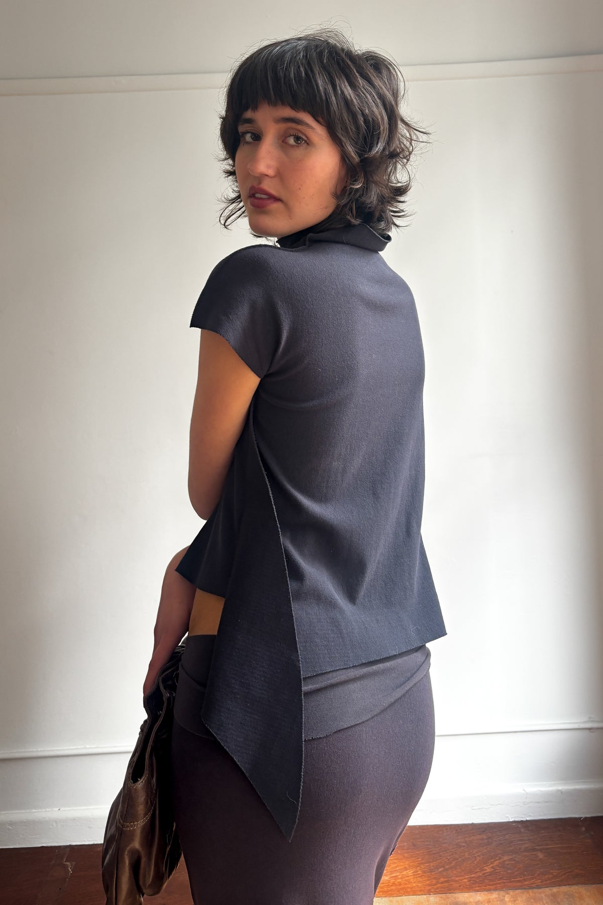 ISSEY MIYAKE FETE S/S 2008 A-POC ASYMMETRIC HIGH-NECK TOP