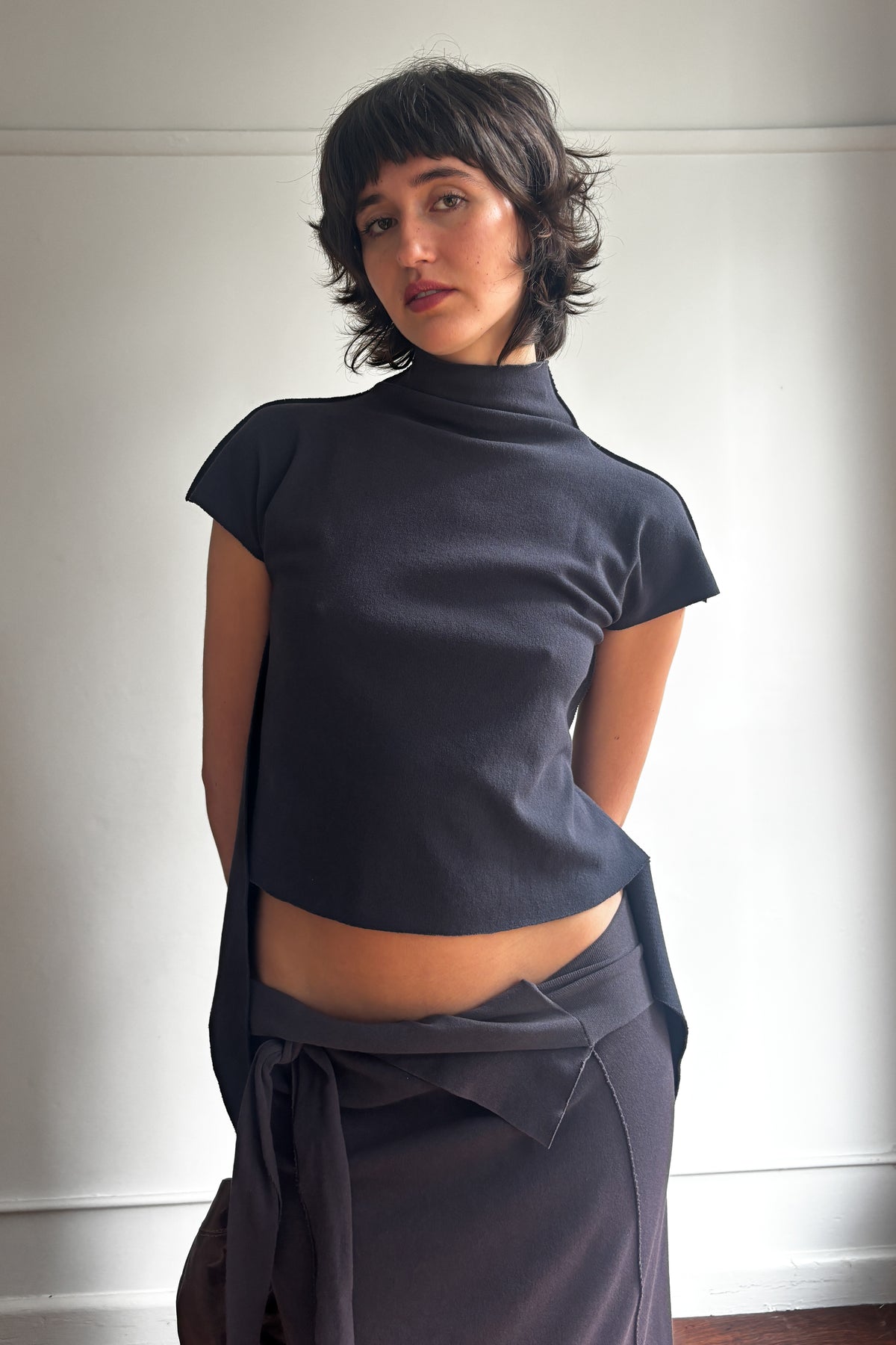 ISSEY MIYAKE FETE S/S 2008 A-POC ASYMMETRIC HIGH-NECK TOP
