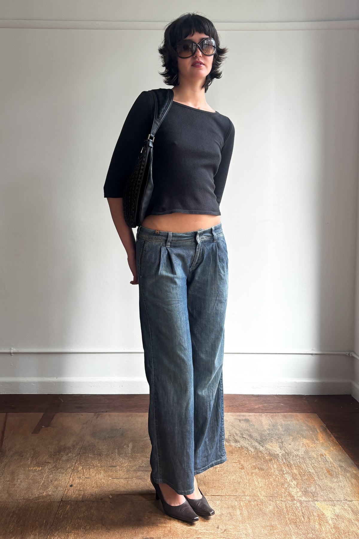 NOTIFY MYRICA TUCKED WIDE DENIM JEANS