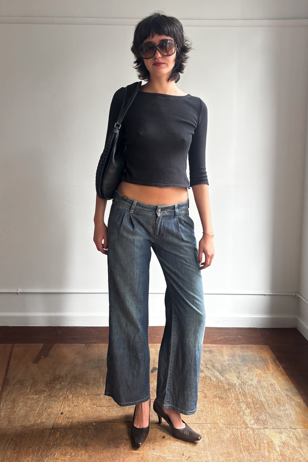 NOTIFY MYRICA TUCKED WIDE DENIM JEANS