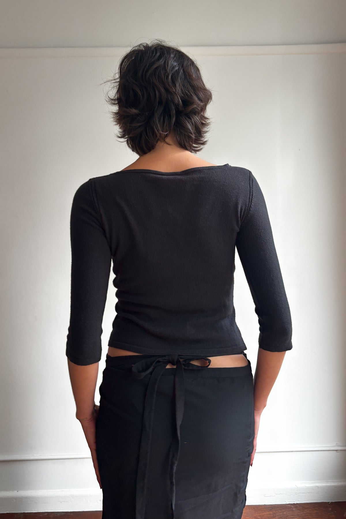 ARMANI JEANS 3/4 SLEEVE COTTON KNIT TOP