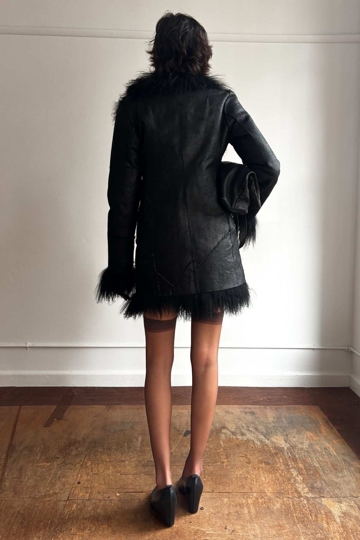 COSTUME NATIONAL ITALIAN DISTRESSED AFGHAN FUR COAT