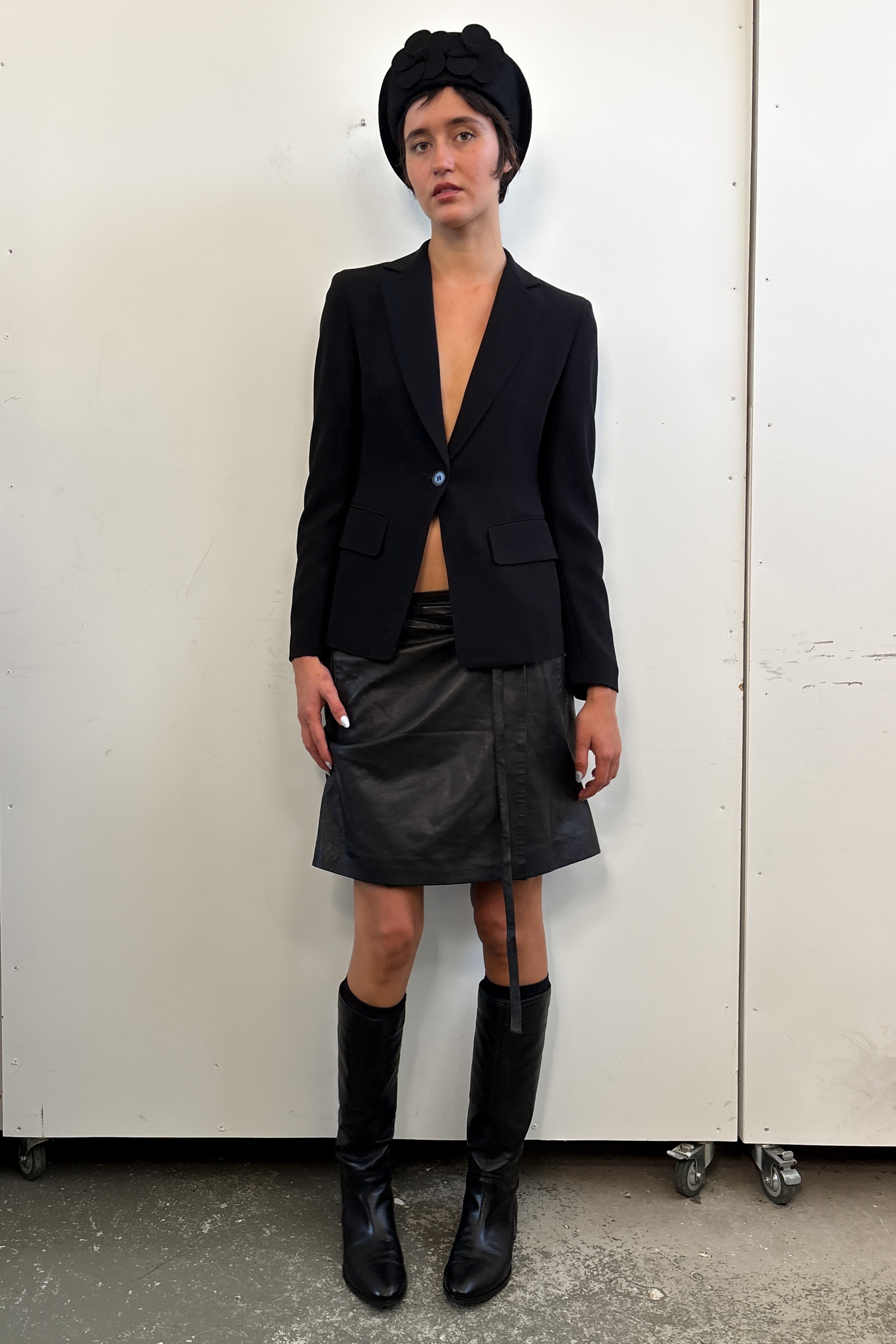 HUGO BOSS LEATHER WRAP SKIRT