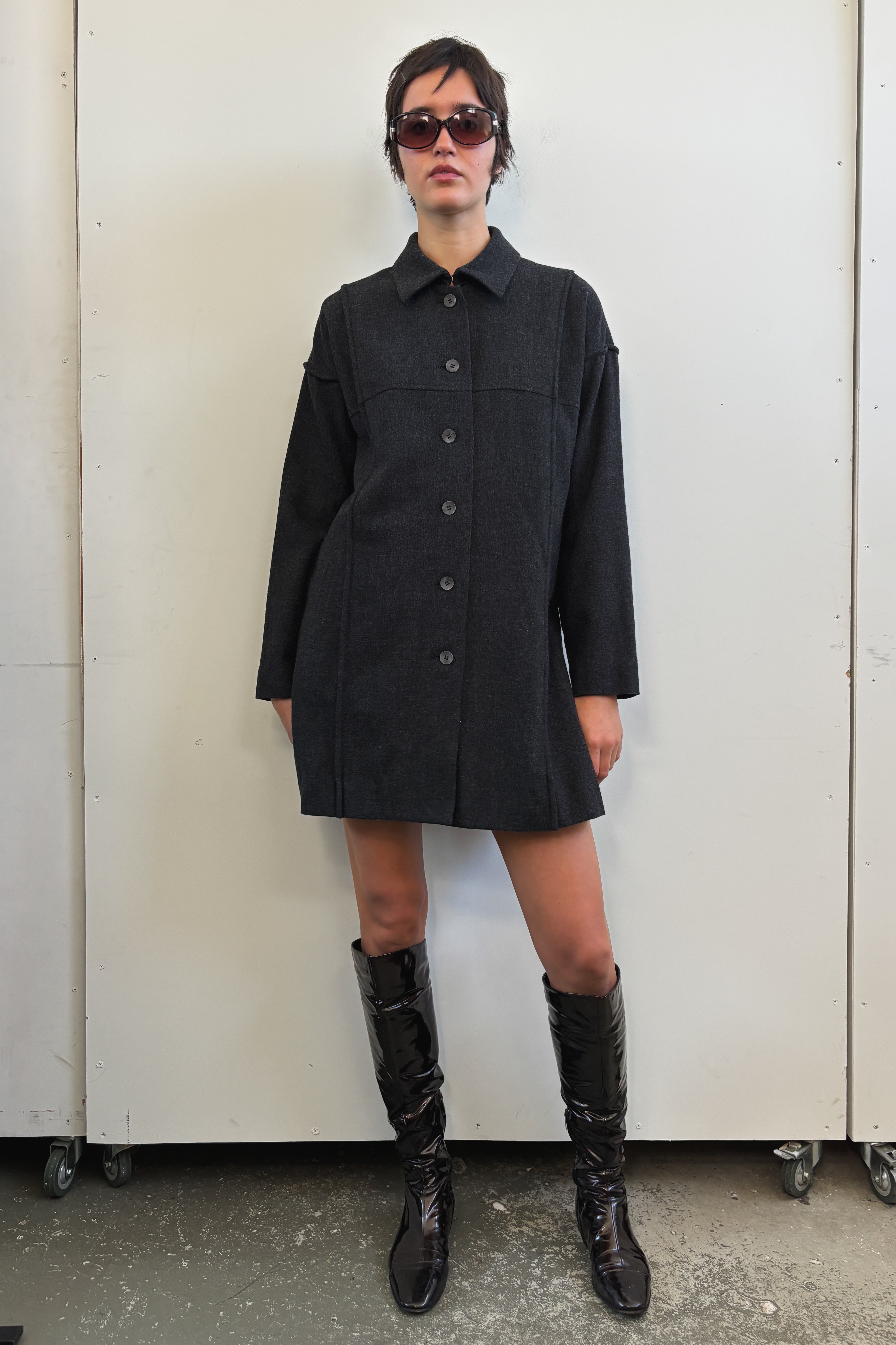 ISSEY MIYAKE WOOL COAT WITH PLEAT DETAIL