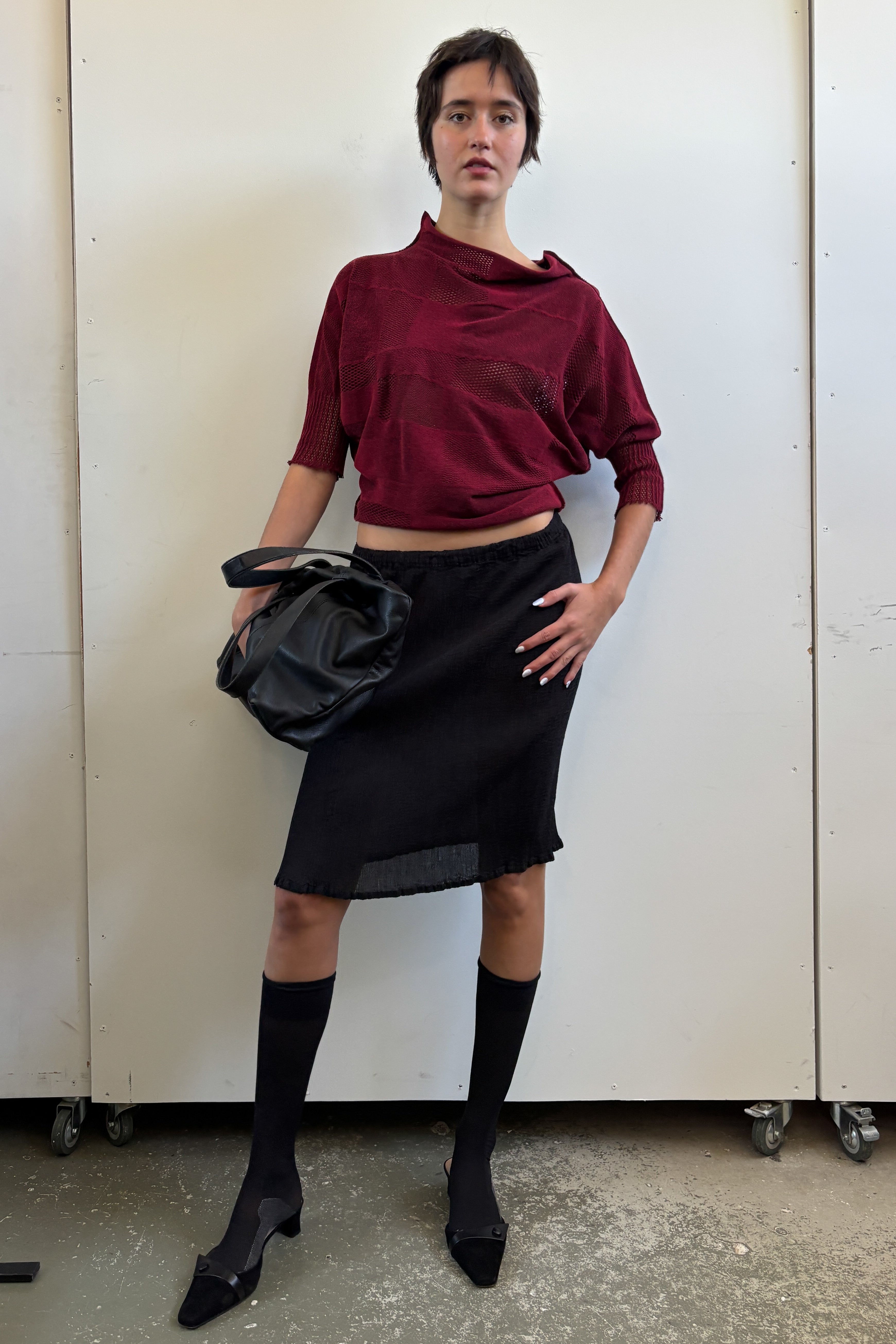 ISSEY MIYAKE FETE HIGH NECK MESH PANEL TOP