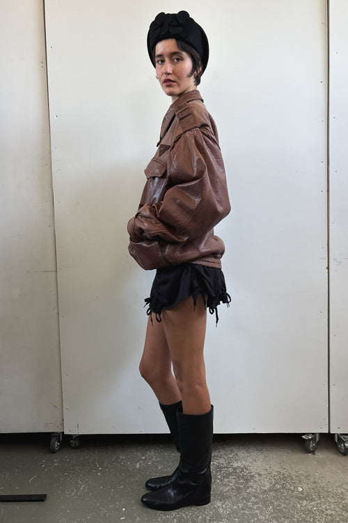 90S GIL BOURRURES LEATHER BOMBER