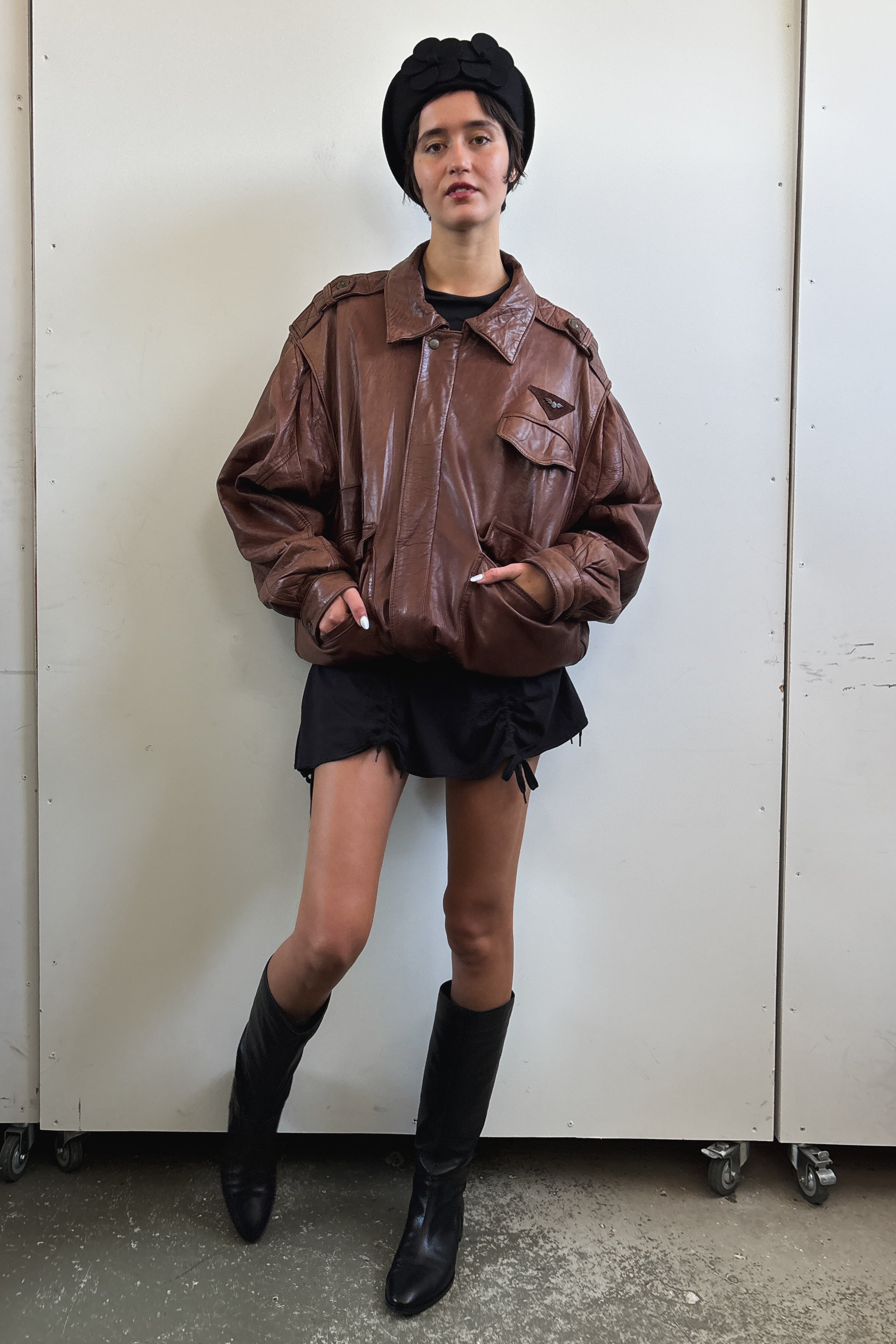 90S GIL BOURRURES LEATHER BOMBER