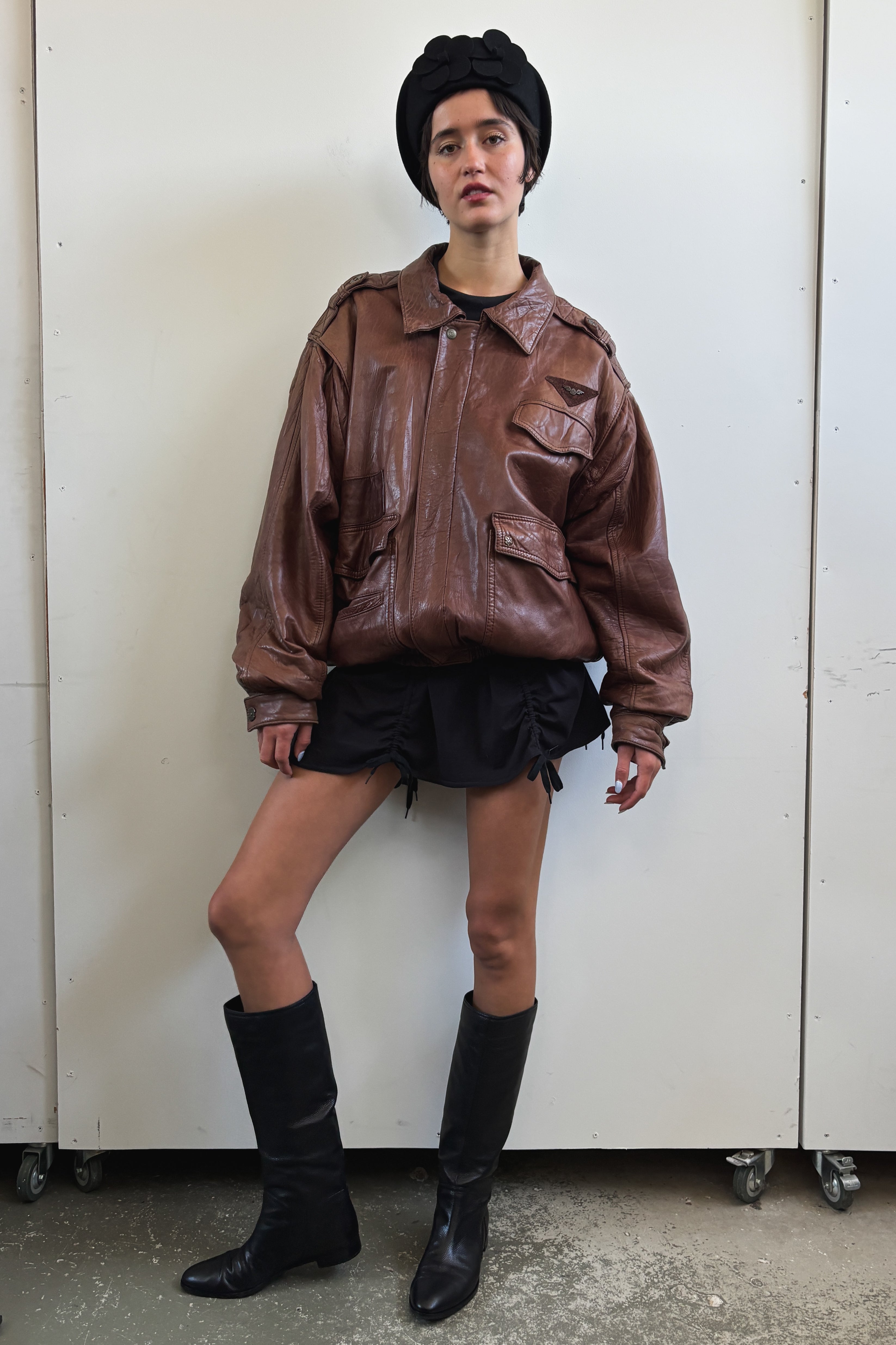 90S GIL BOURRURES LEATHER BOMBER
